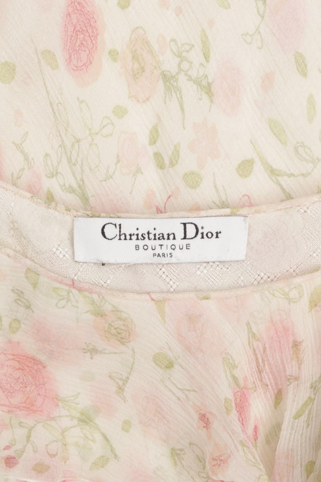 Christian Dior John Galliano 1999 Vestido con volantes de corte sesgado y estampado floral en venta 6