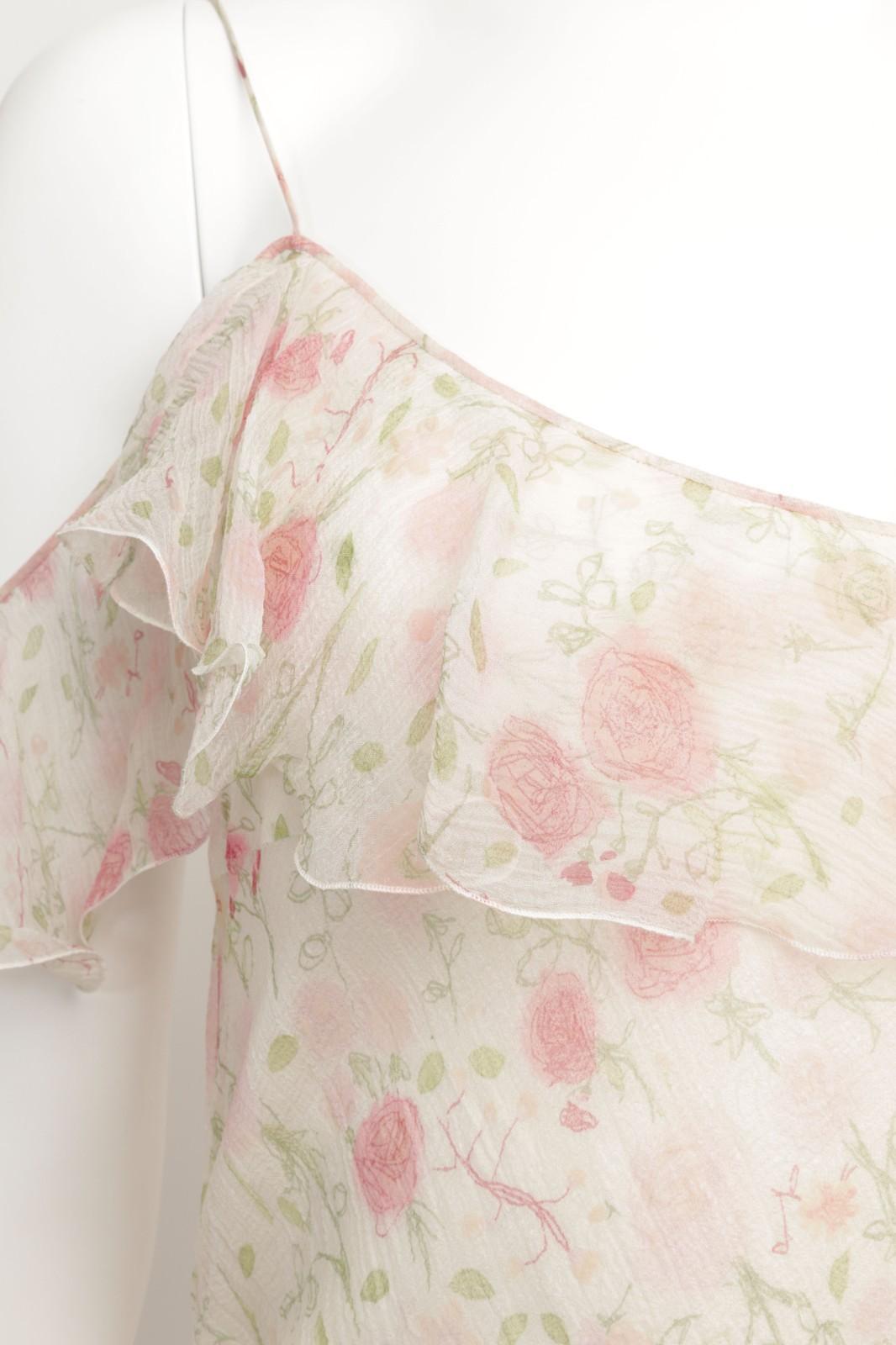 De las mujeres Christian Dior John Galliano 1999 Vestido con volantes de corte sesgado y estampado floral en venta