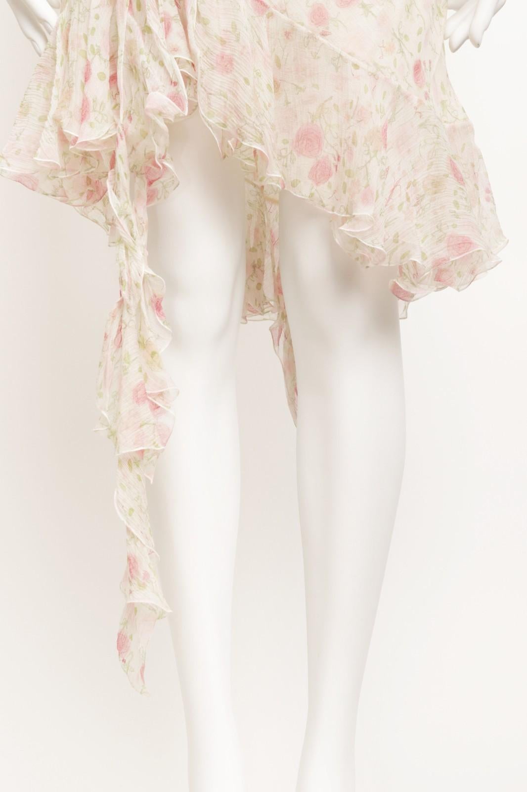 Christian Dior John Galliano 1999 Vestido con volantes de corte sesgado y estampado floral en venta 3