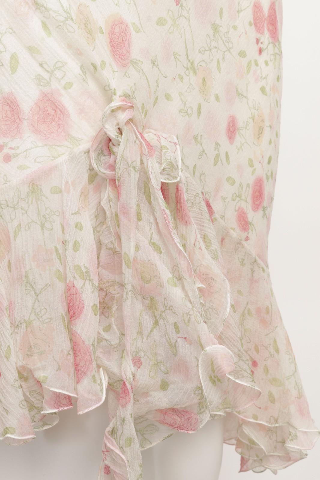 Christian Dior John Galliano 1999 Vestido con volantes de corte sesgado y estampado floral en venta 4