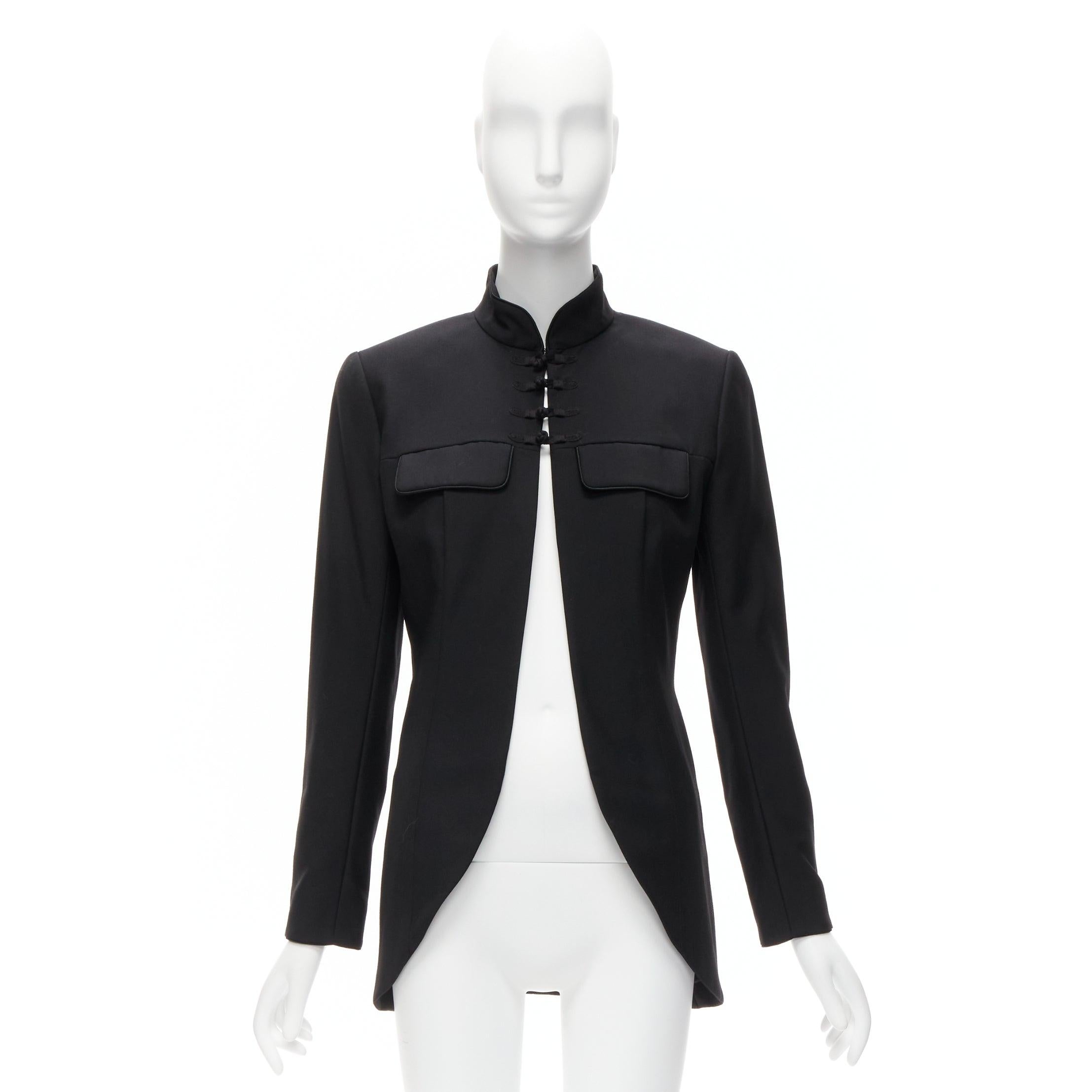 CHRISTIAN DIOR John Galliano 1999 Runway black Mao Mandarin collar jacket FR38 M For Sale 6