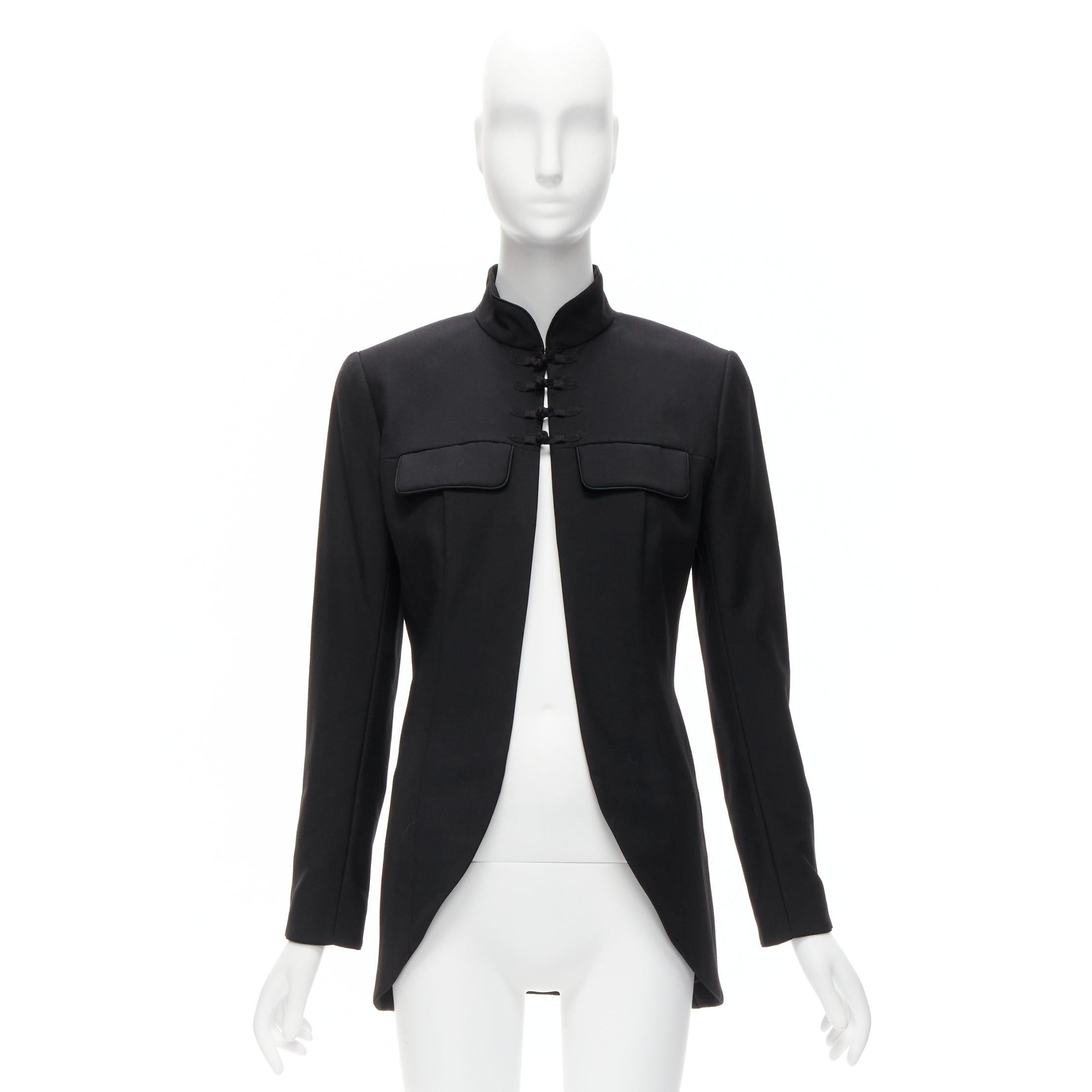 CHRISTIAN DIOR John Galliano 1999 Runway black Mao Mandarin collar jacket FR38 M For Sale 5