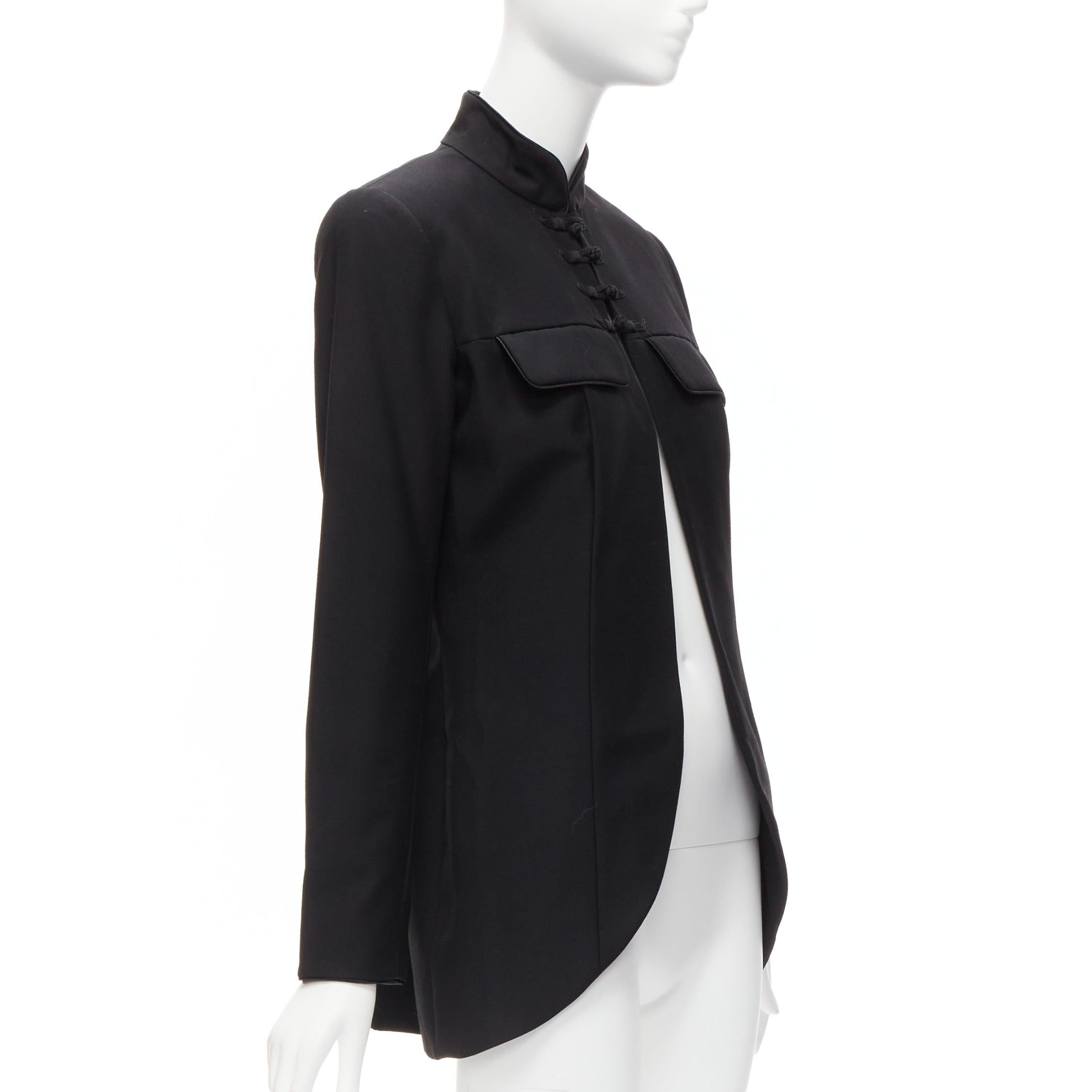 Women's CHRISTIAN DIOR John Galliano 1999 Runway black Mao Mandarin collar jacket FR38 M For Sale