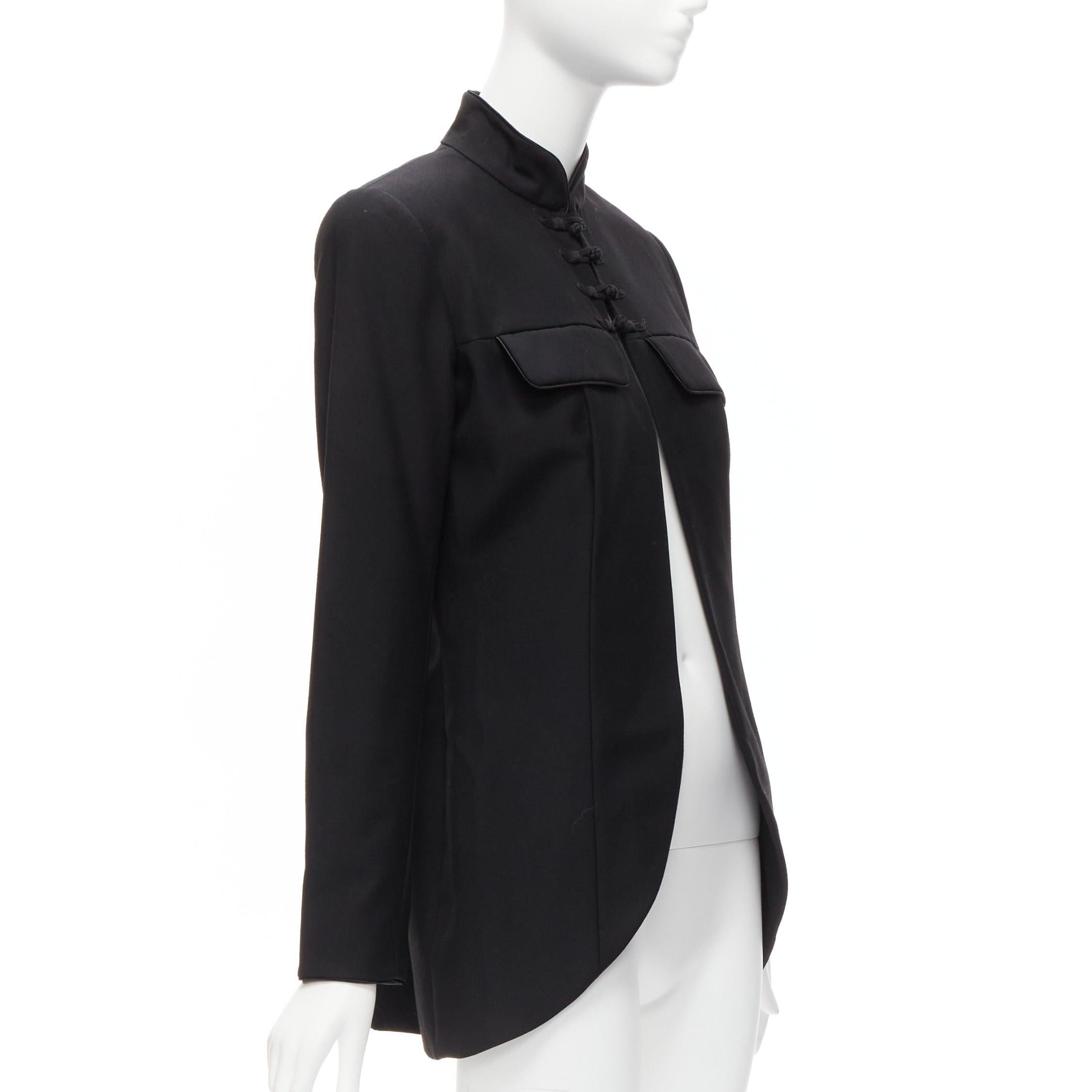 CHRISTIAN DIOR John Galliano 1999 Runway black Mao Mandarin collar jacket FR38 M In Excellent Condition For Sale In Hong Kong, NT