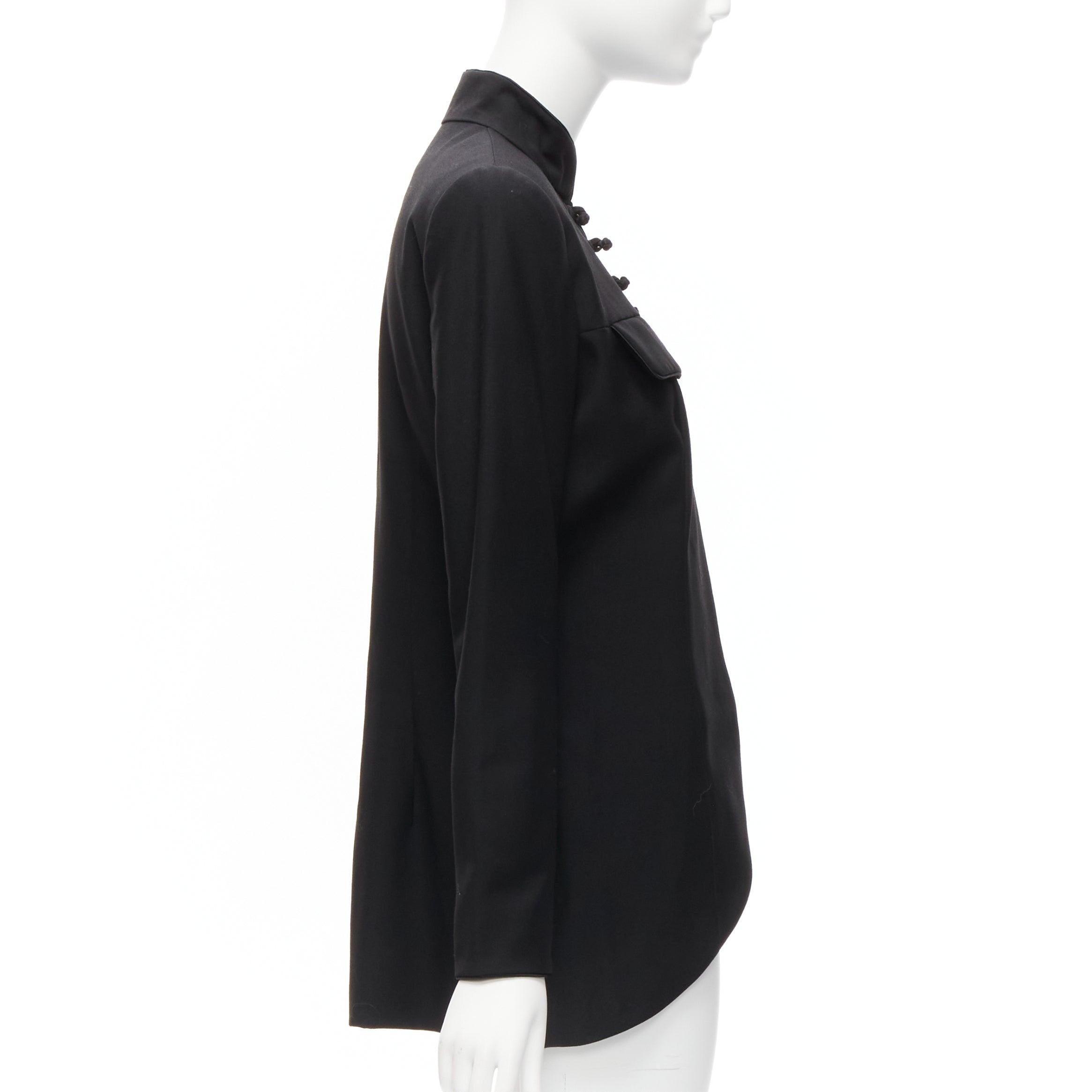 Women's CHRISTIAN DIOR John Galliano 1999 Runway black Mao Mandarin collar jacket FR38 M For Sale
