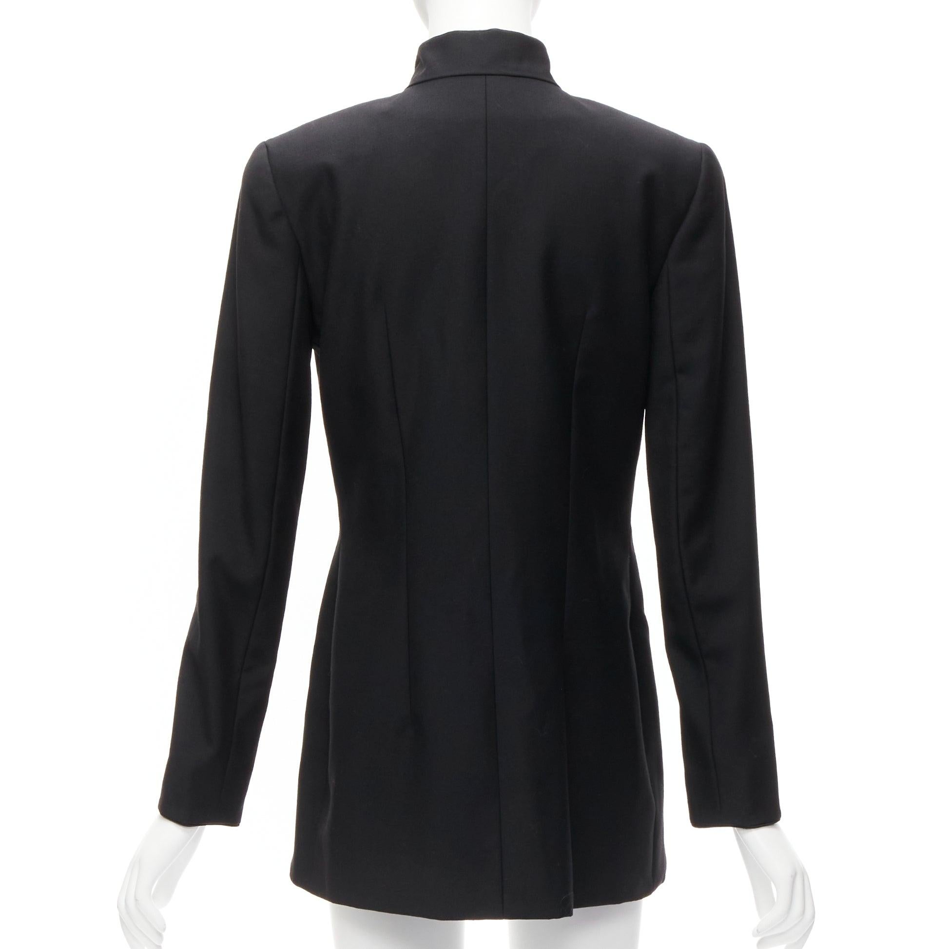 CHRISTIAN DIOR John Galliano 1999 Runway black Mao Mandarin collar jacket FR38 M For Sale 1