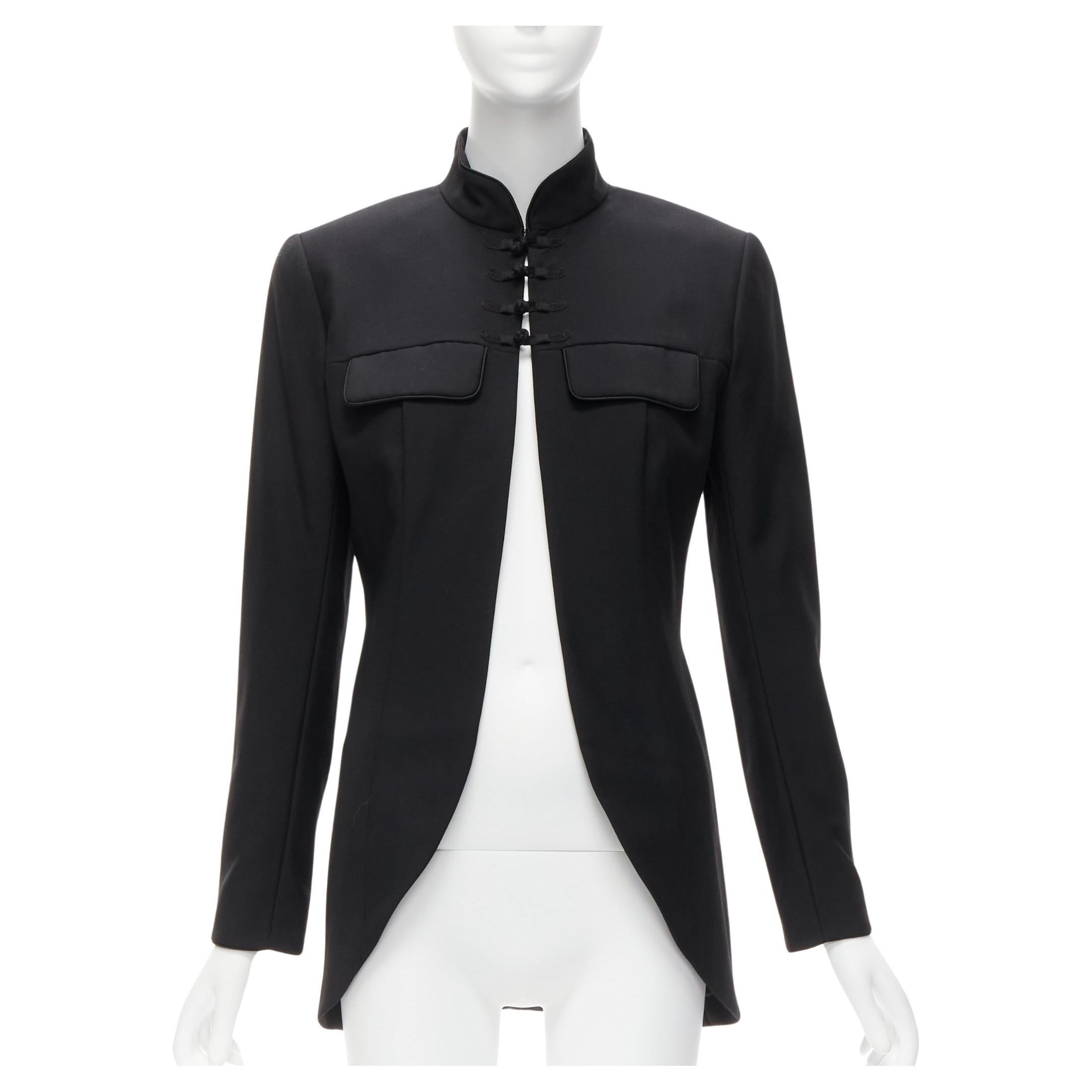 CHRISTIAN DIOR John Galliano 1999 Runway black Mao Mandarin collar jacket FR38 M For Sale