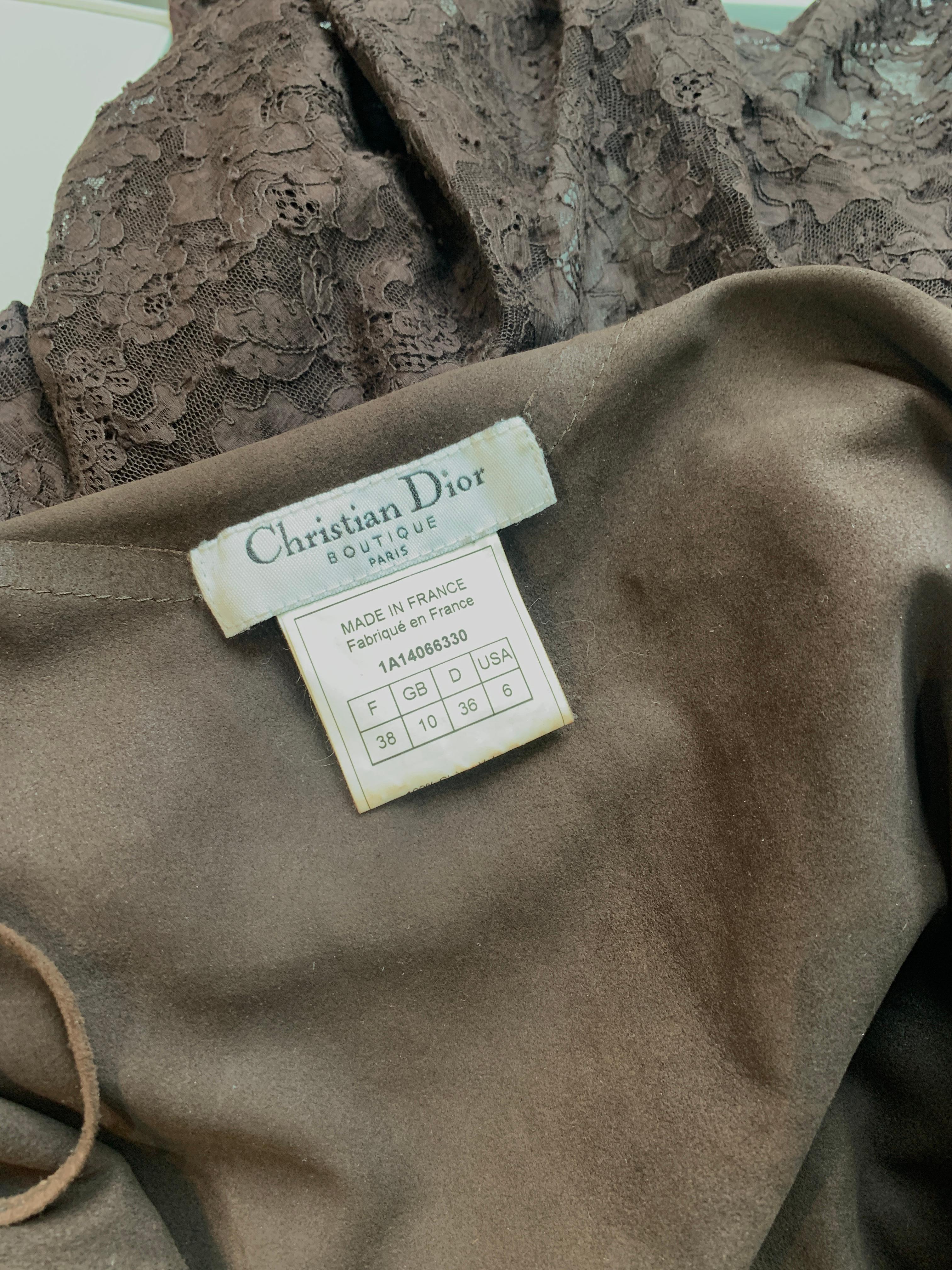 Christian Dior & John Galliano 2001 f/w Velvet Goat and Lace Dress For Sale 7