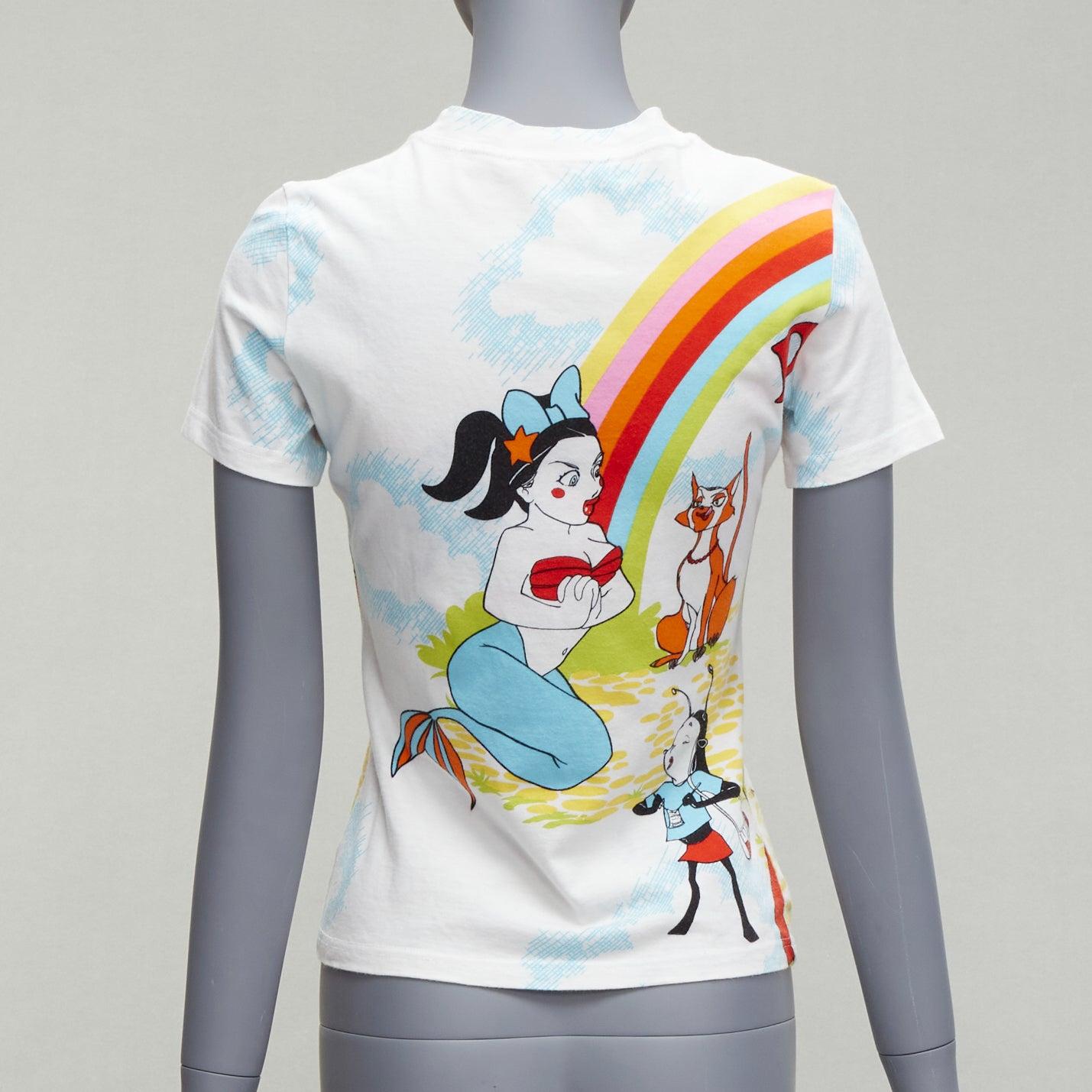 CHRISTIAN DIOR John Galliano 2002 Vintage white rainbow fairytale tshirt FR40 L
Reference: TGAS/D00568
Brand: Christian Dior
Designer: John Galliano
Collection: 2002
Material: Cotton
Color: White, Multicolour
Pattern: Cartoon
Closure: Pullover
Extra