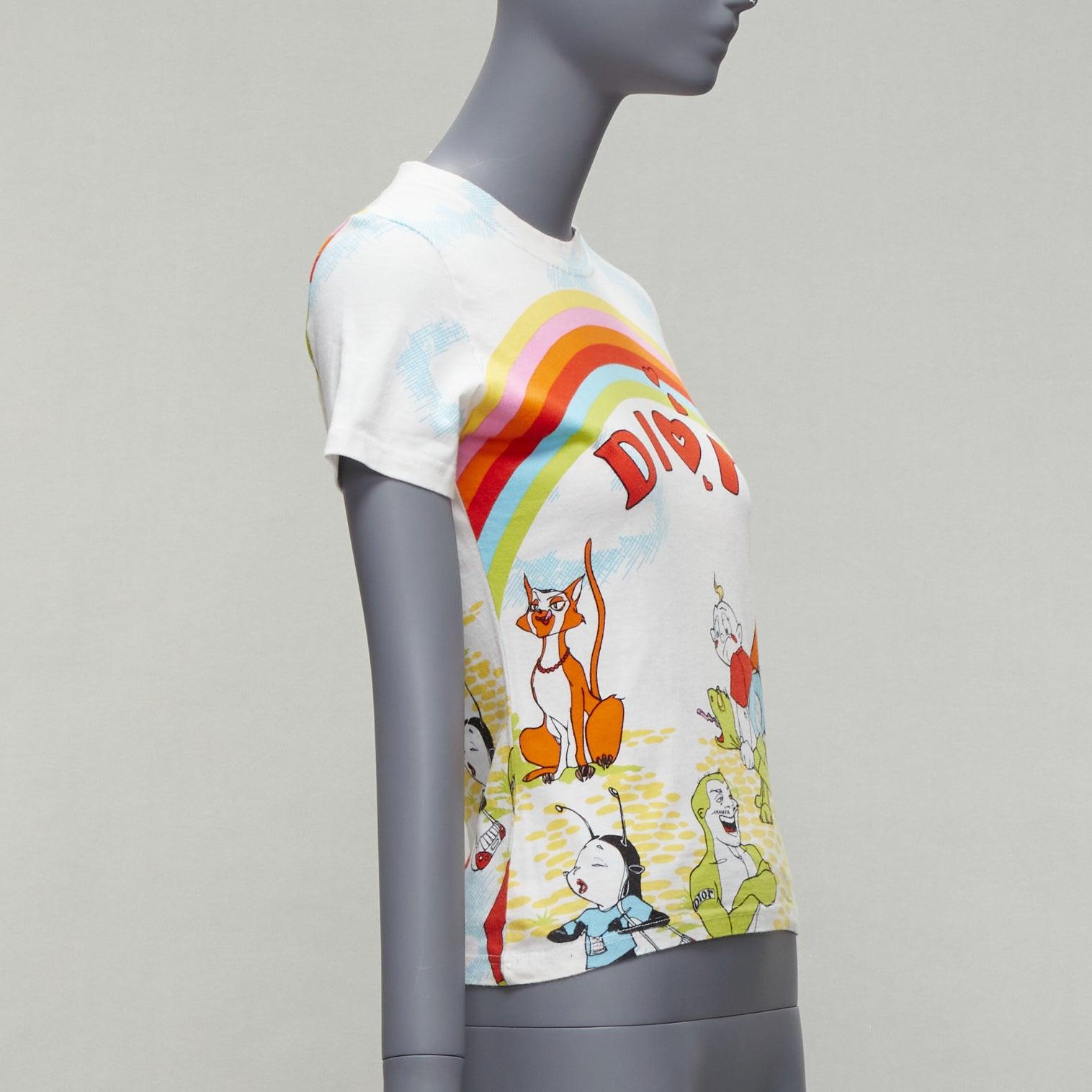 CHRISTIAN DIOR John Galliano 2002 Vintage white rainbow fairytale tshirt FR40 L In Excellent Condition In Hong Kong, NT