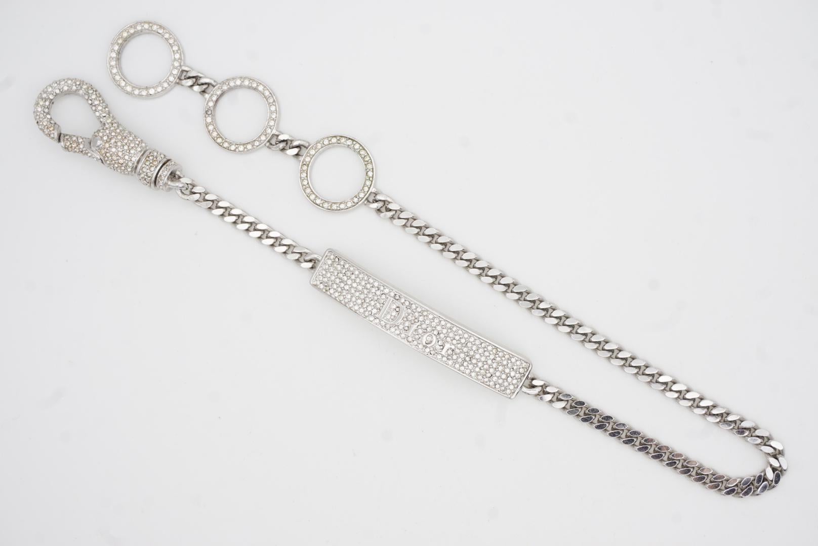 CHRISTIAN DIOR John Galliano 2003 Logotipo Cristales Duros Collar Gargantilla de Plata en venta 5