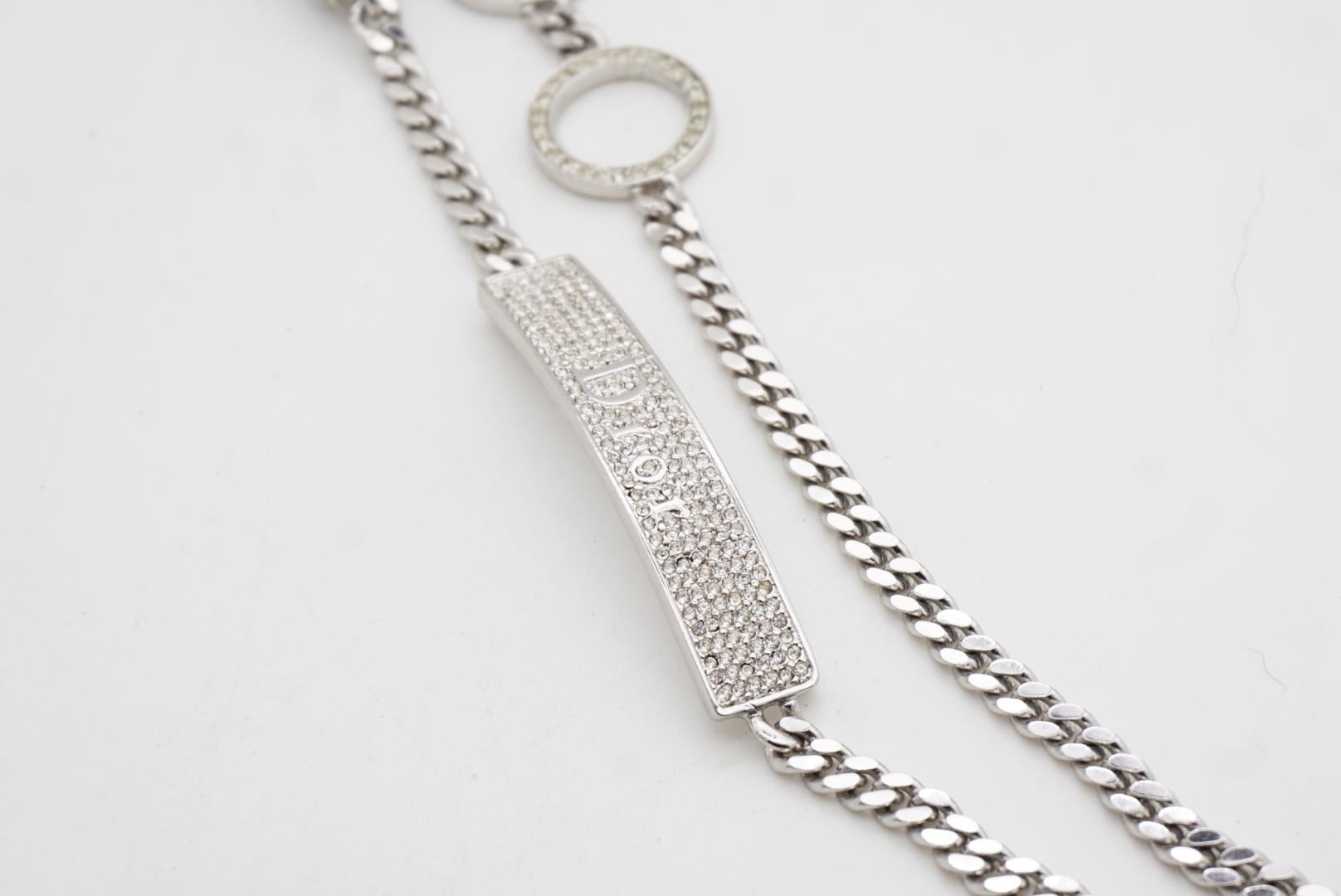 CHRISTIAN DIOR John Galliano 2003 Logotipo Cristales Duros Collar Gargantilla de Plata en venta 6