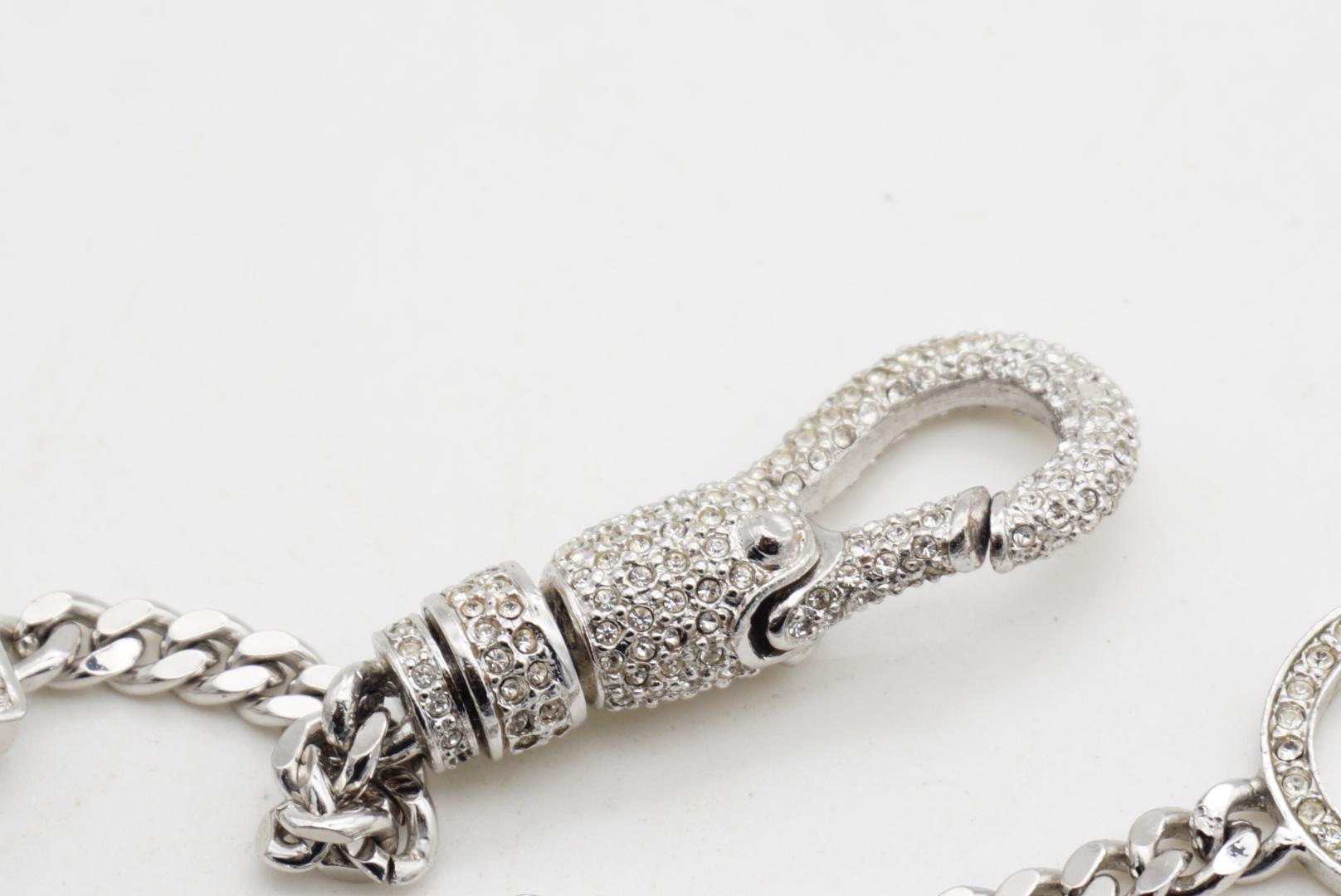 CHRISTIAN DIOR John Galliano 2003 Logotipo Cristales Duros Collar Gargantilla de Plata en venta 8