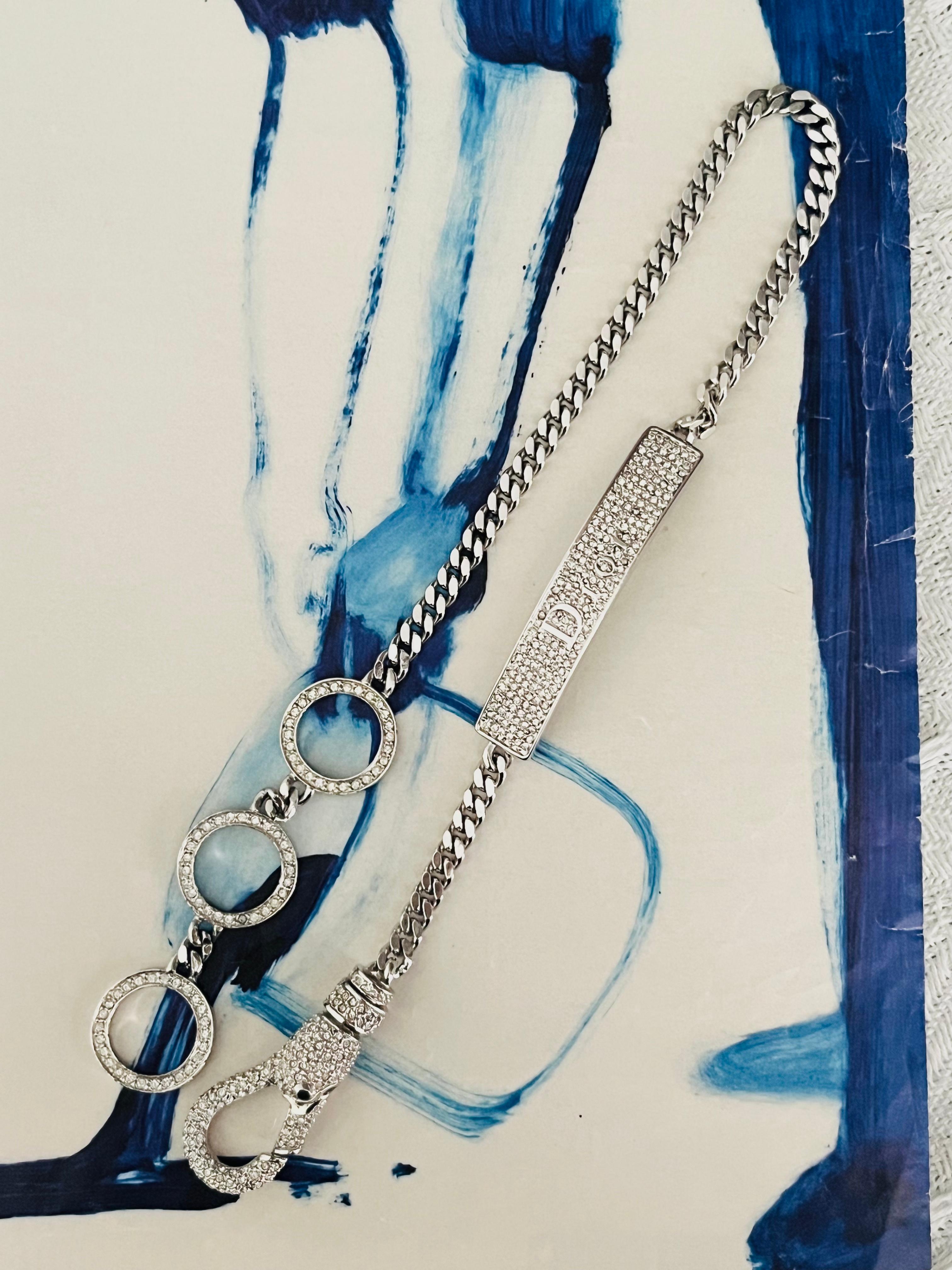 CHRISTIAN DIOR John Galliano 2003 Logotipo Cristales Duros Collar Gargantilla de Plata en Bueno estado para la venta en Wokingham, England