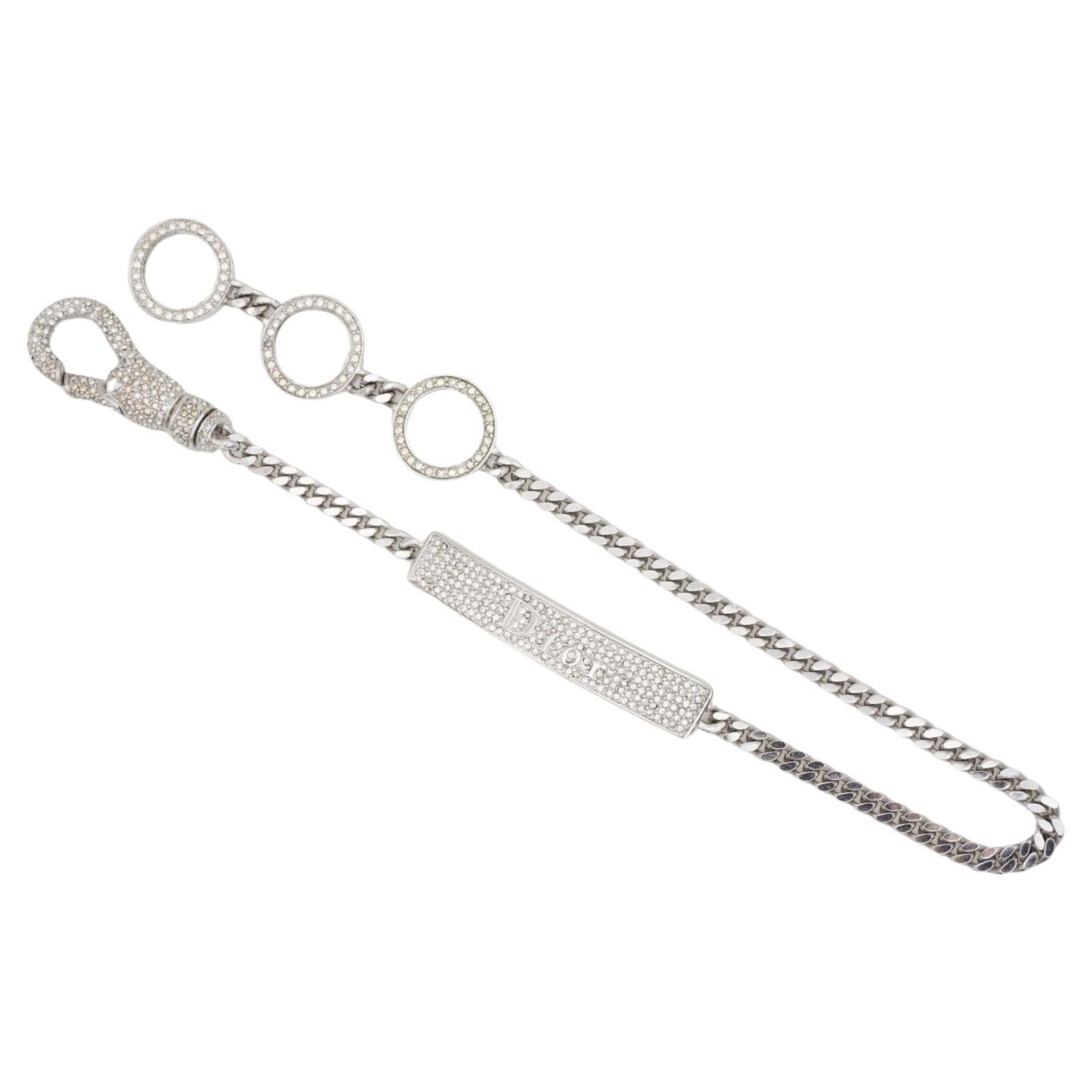 CHRISTIAN DIOR John Galliano 2003 Logotipo Cristales Duros Collar Gargantilla de Plata en venta