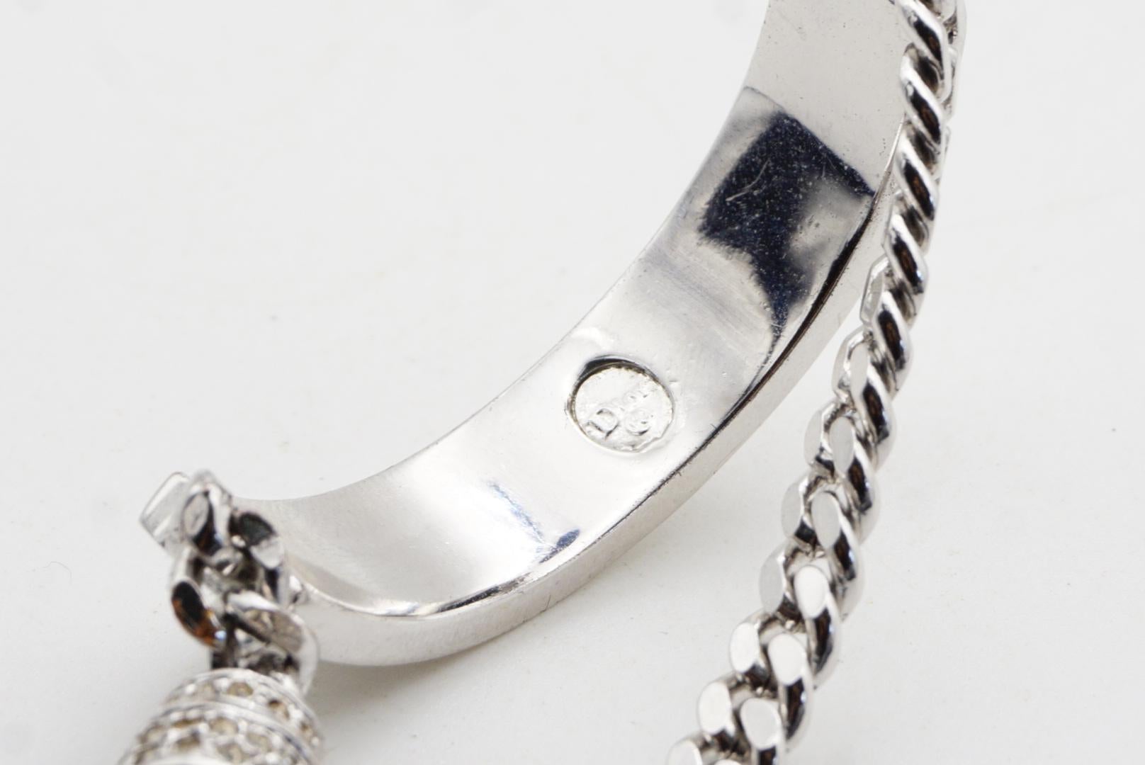 CHRISTIAN DIOR John Galliano 2003 Pulsera de Plata con Logotipo y Cristales Enteros en venta 6