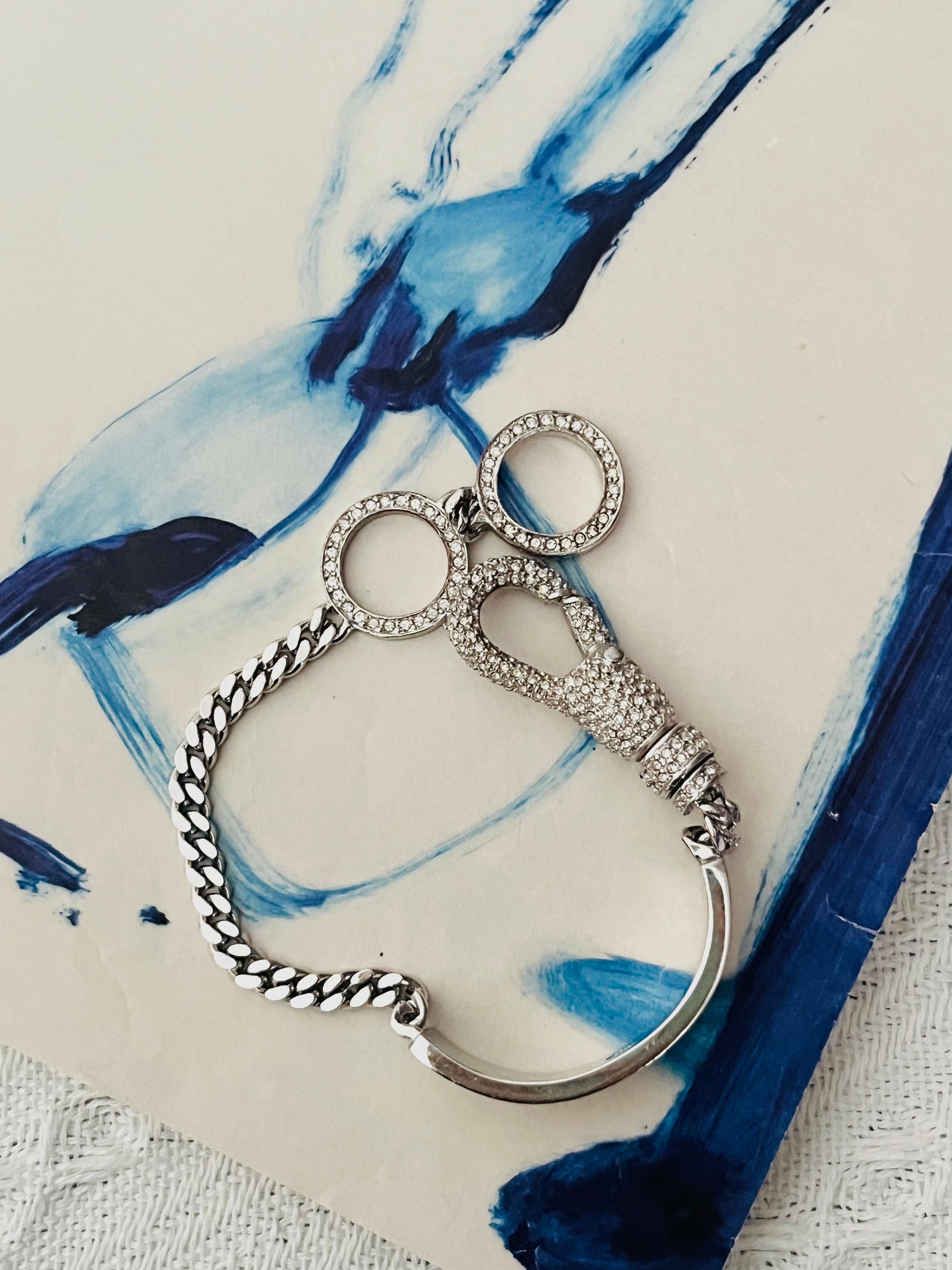 CHRISTIAN DIOR John Galliano 2003 Pulsera de Plata con Logotipo y Cristales Enteros Art Decó en venta