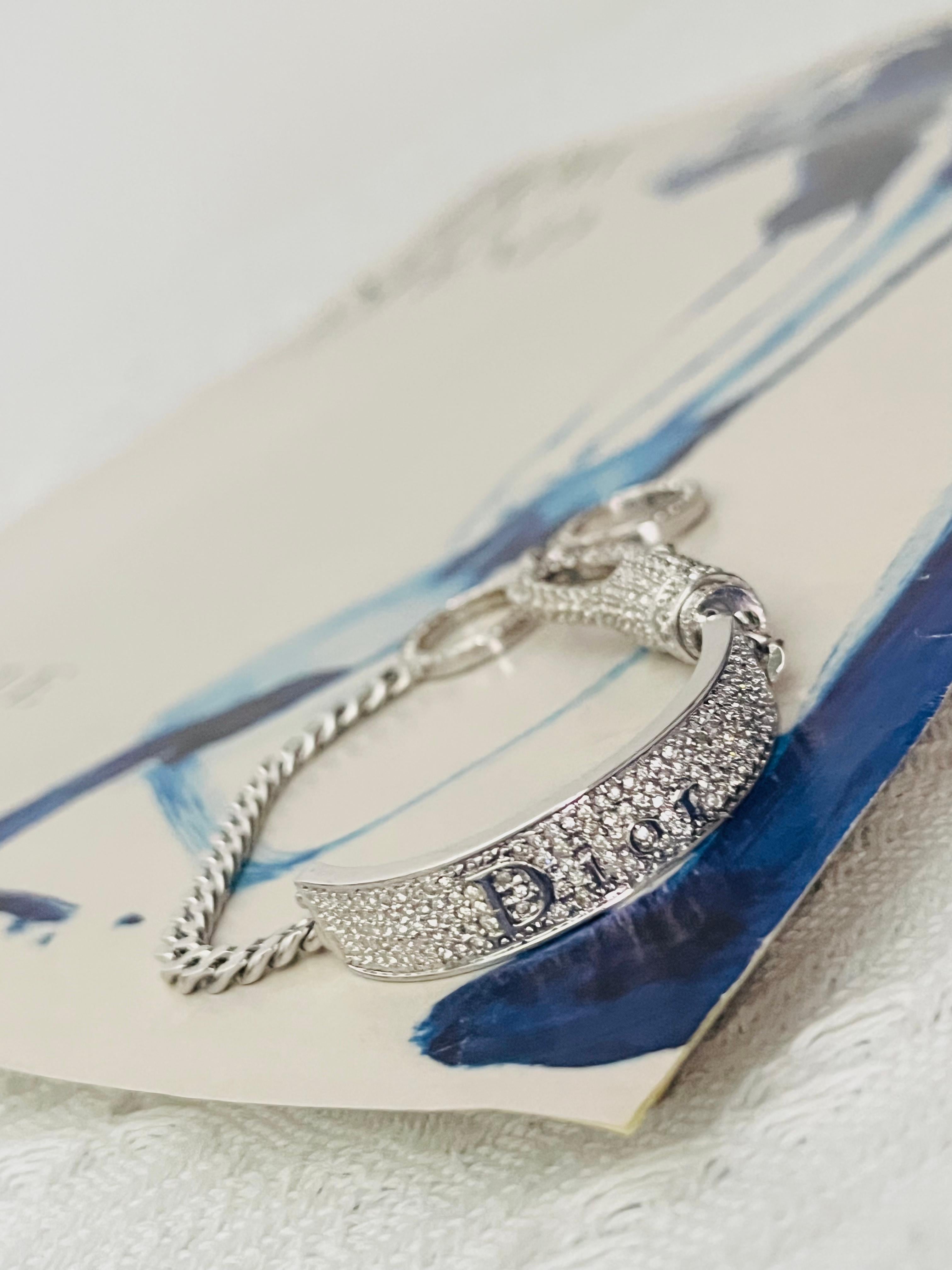 CHRISTIAN DIOR John Galliano 2003 Pulsera de Plata con Logotipo y Cristales Enteros en Excelente estado para la venta en Wokingham, England