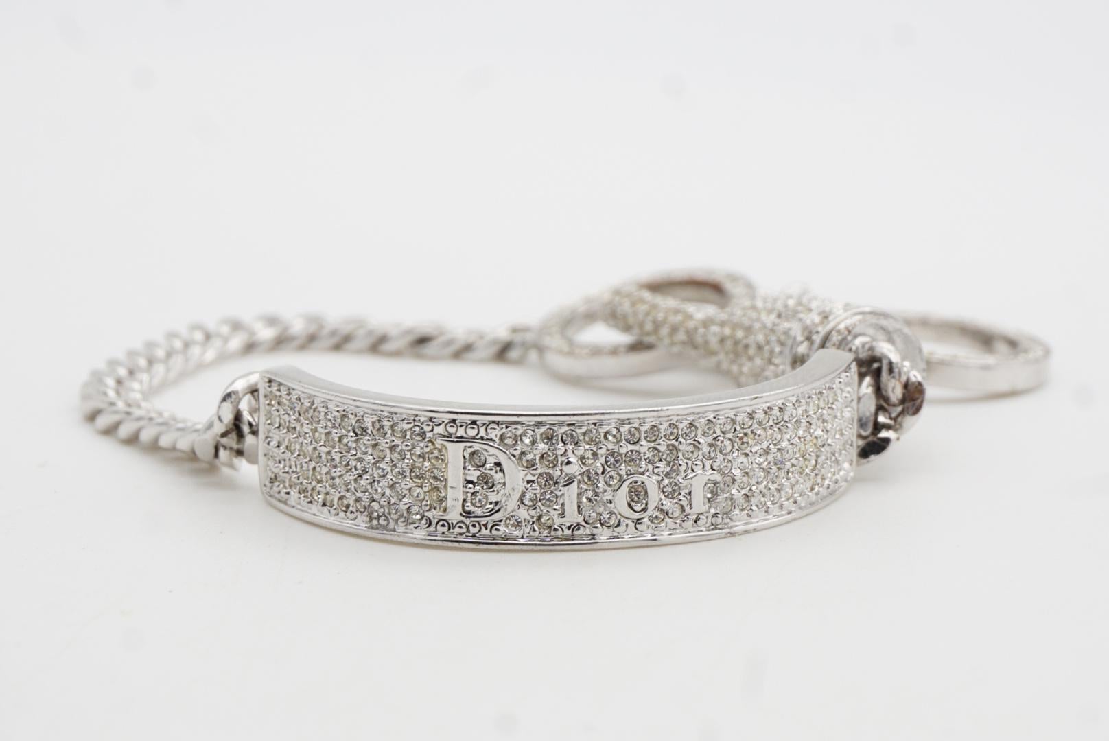 CHRISTIAN DIOR John Galliano 2003 Pulsera de Plata con Logotipo y Cristales Enteros en venta 3