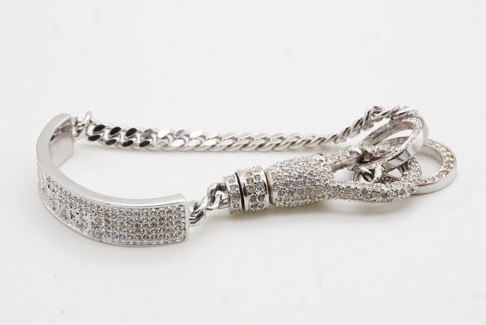 CHRISTIAN DIOR John Galliano 2003 Pulsera de Plata con Logotipo y Cristales Enteros en venta 4