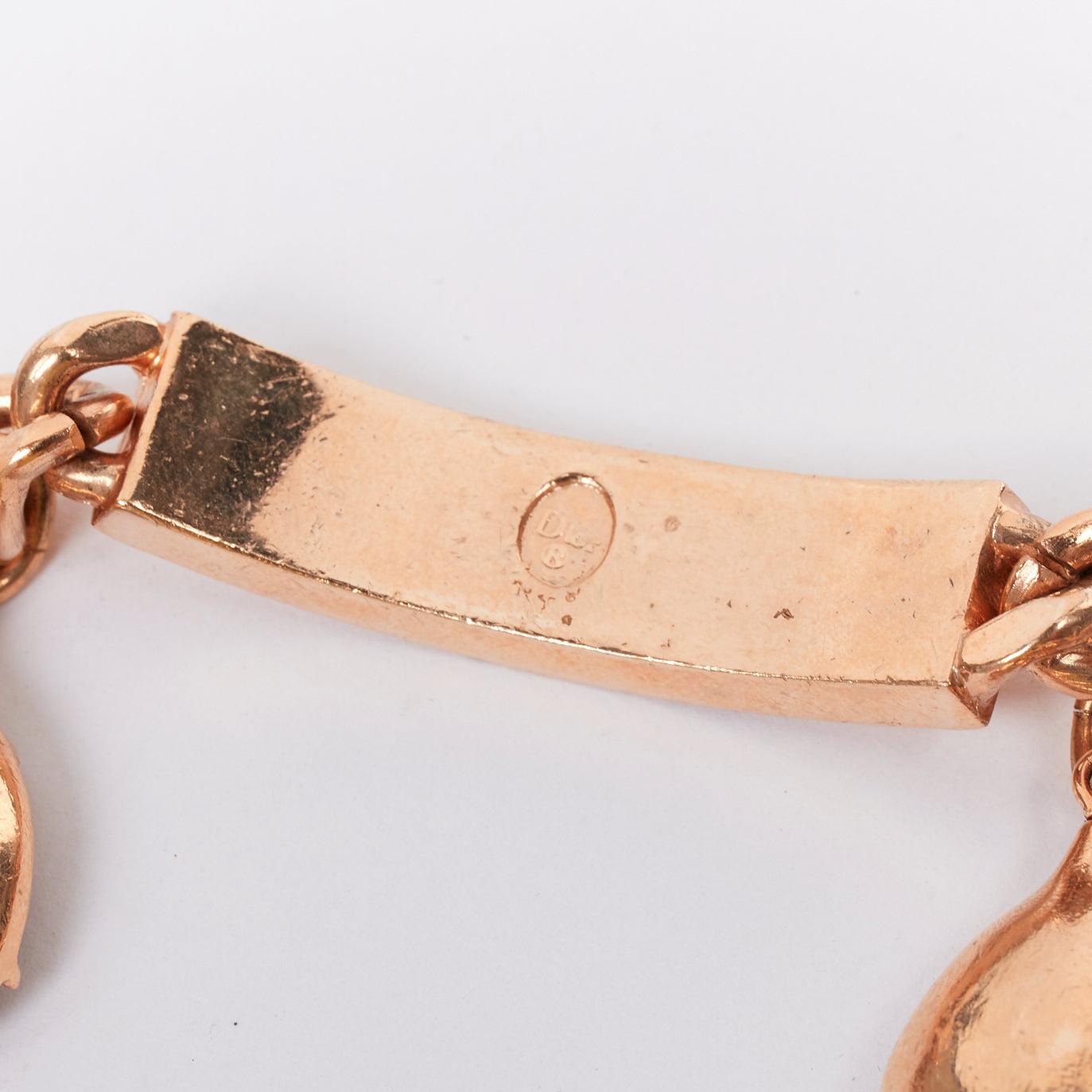 CHRISTIAN DIOR John Galliano 2004 Runway chain drop rhinestone chain bracelet en venta 2