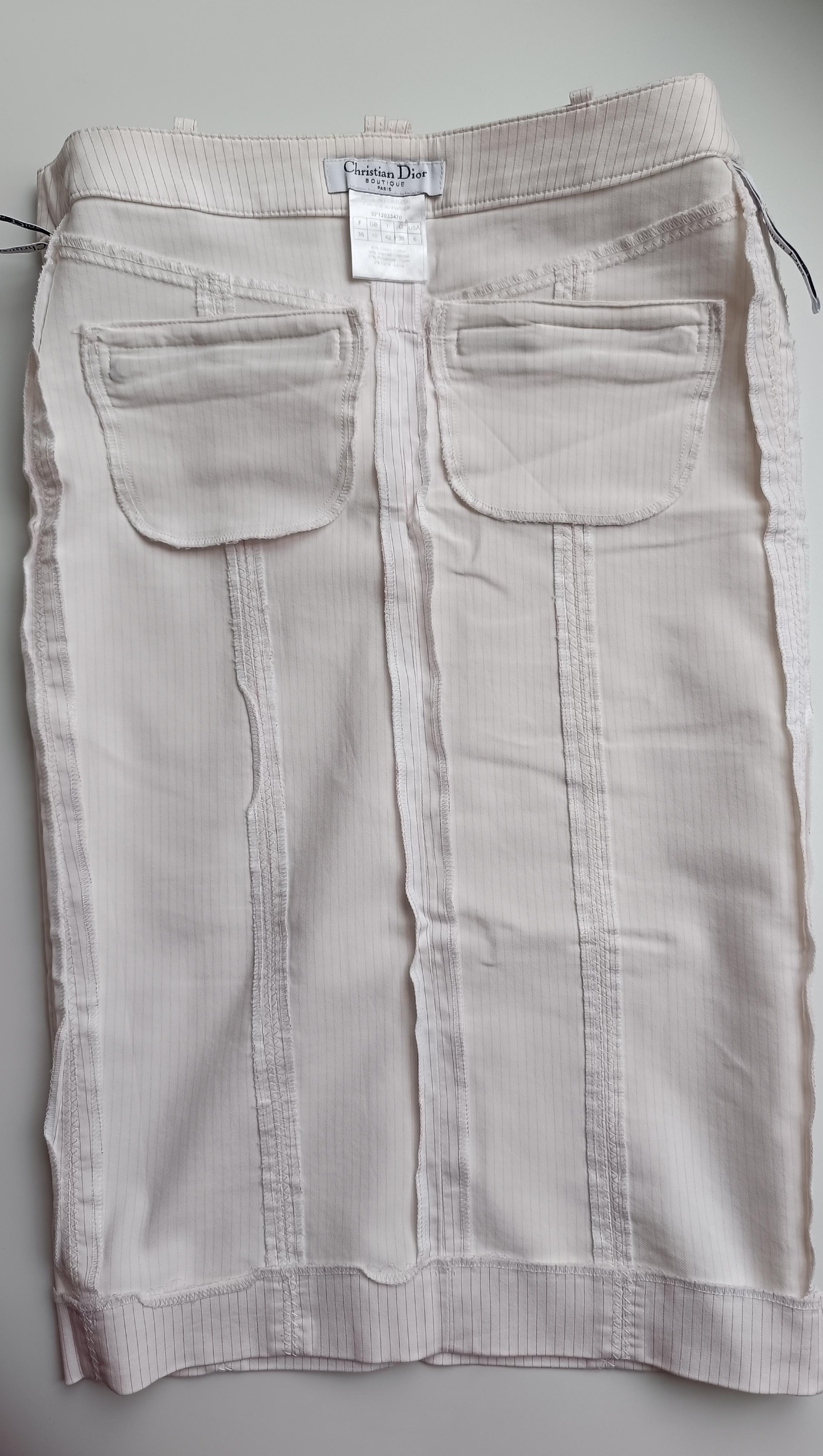 Christian Dior & John Galliano 2005 pensil cotton Skirt logo buttonY2K For Sale 11
