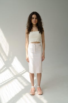 Christian Dior & John Galliano 2005 pensil cotton Skirt logo buttonY2K