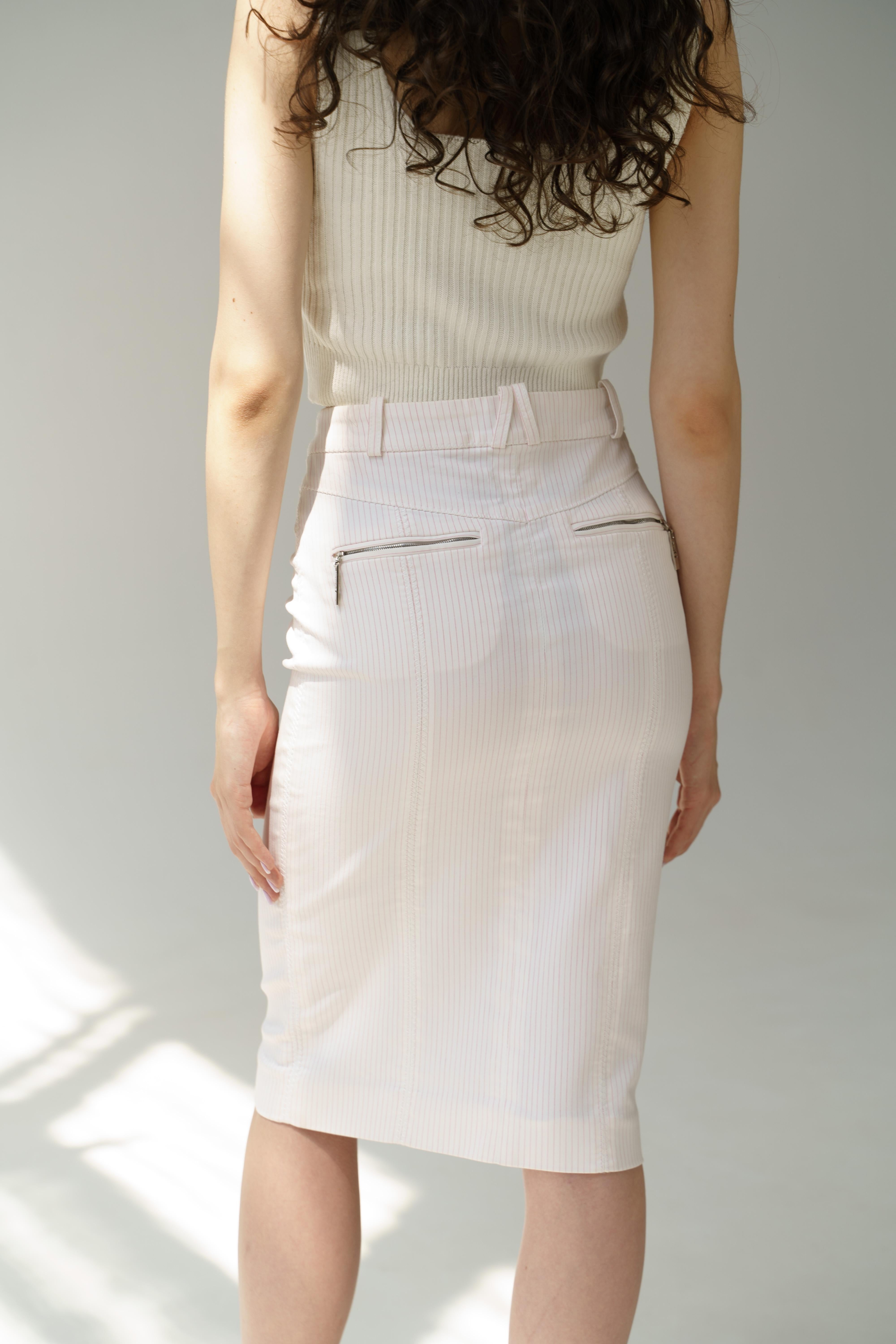 Christian Dior & John Galliano 2005 pensil cotton Skirt logo buttonY2K For Sale 1