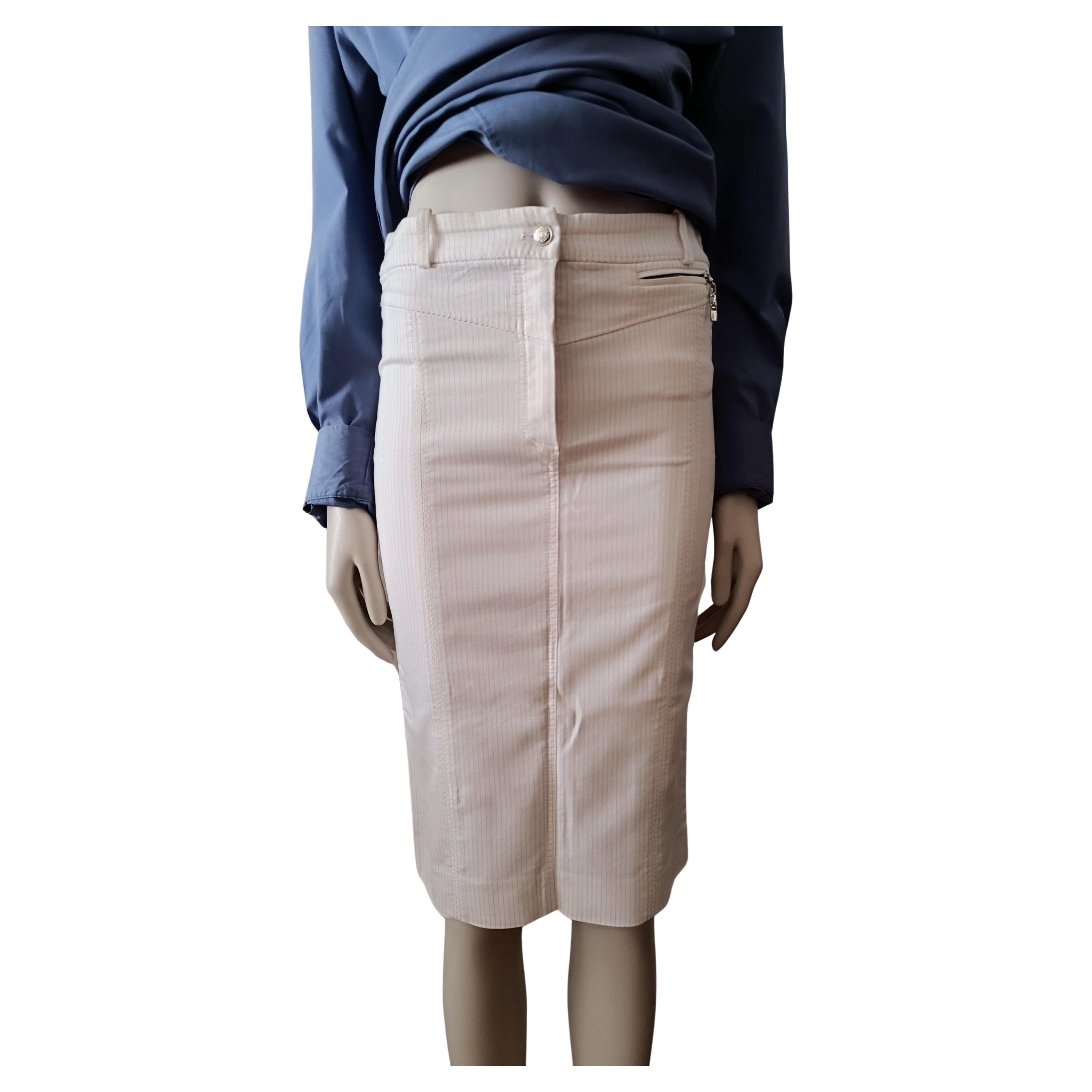 Christian Dior & John Galliano 2005 pensil cotton Skirt logo buttonY2K For Sale