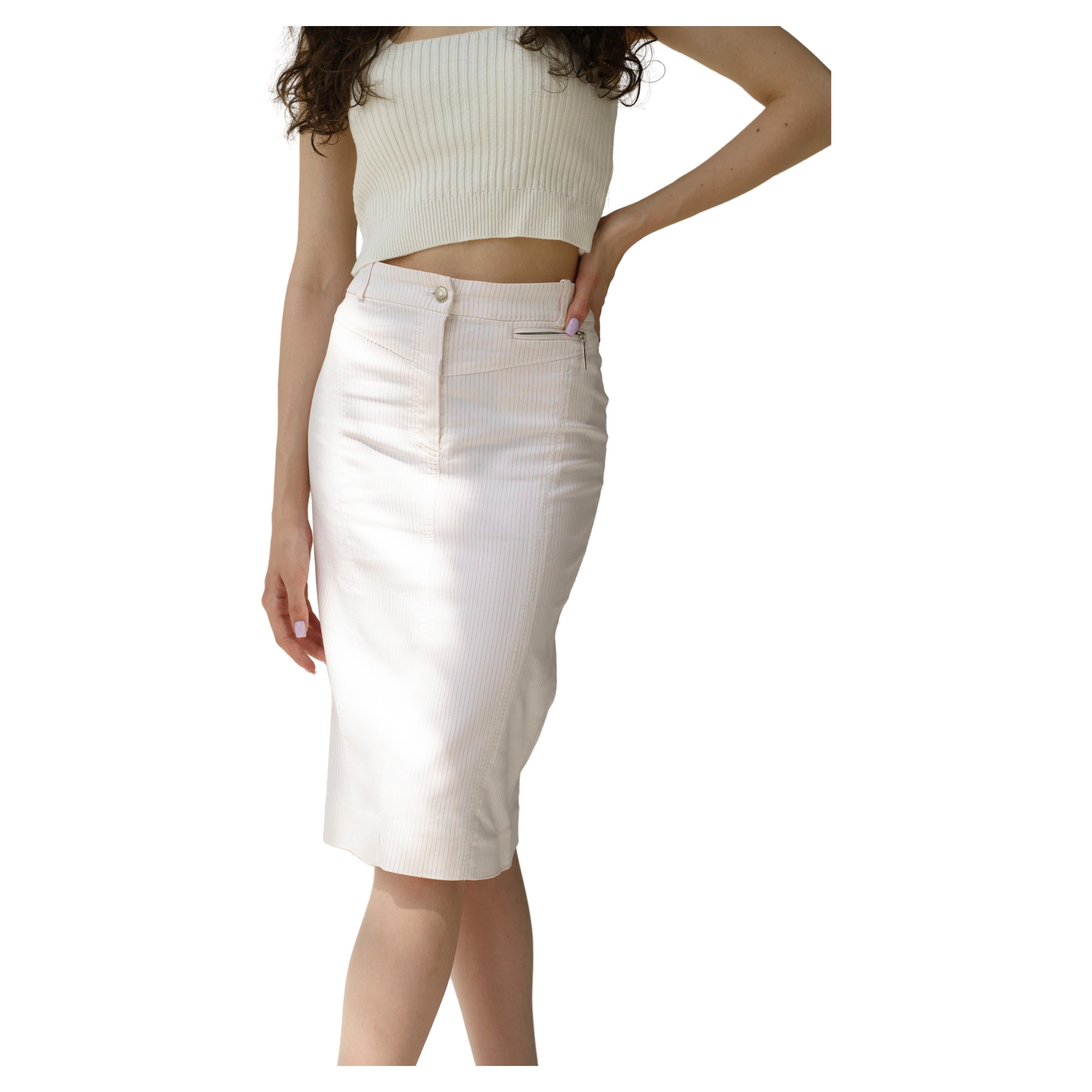 Christian Dior & John Galliano 2005 pensil cotton Skirt logo buttonY2K For Sale