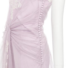CHRISTIAN DIOR John Galliano 2008 Vintage Runway purple lace tulle dress IT36 XS