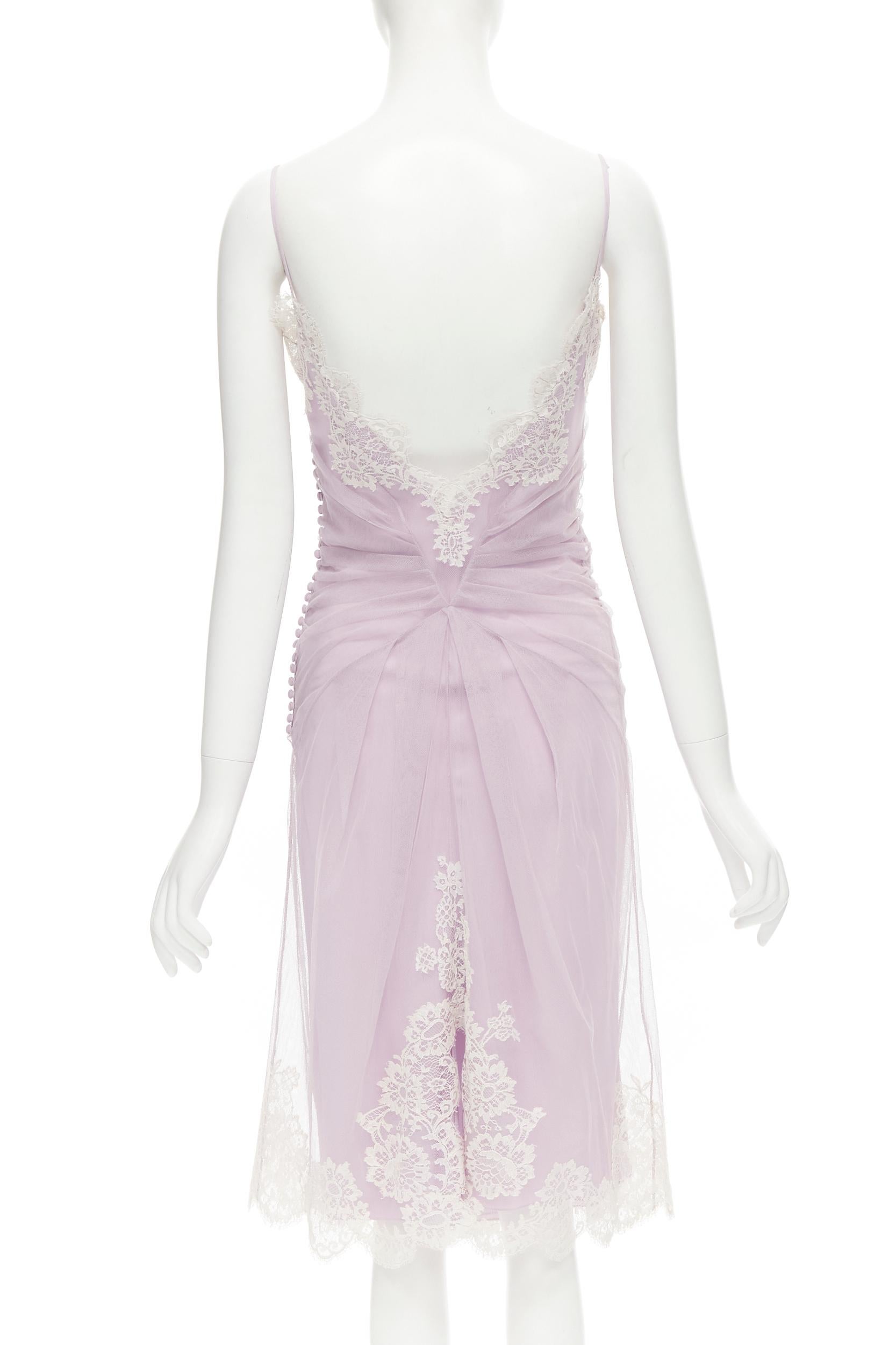 CHRISTIAN DIOR John Galliano 2008 Vintage Runway purple lace tulle dress IT36 XS In Good Condition In Hong Kong, NT