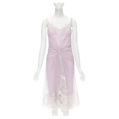 CHRISTIAN DIOR John Galliano 2008 Vintage Runway purple lace tulle dress IT36 XS