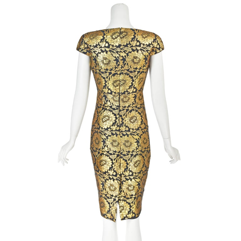 christian dior gold dress by John Galliano Fall 2009 Black and Brocade Cocktail Dress, 4 For Sale at 1stDibs epos:dropship:No