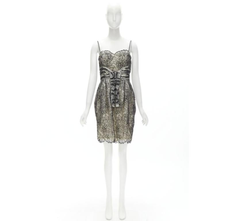 CHRISTIAN DIOR JOHN GALLIANO 2011 Runway lace bead embellished bow dress FR36 S For Sale 6