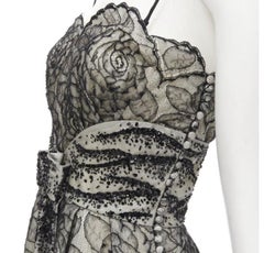 CHRISTIAN DIOR JOHN GALLIANO 2011 Runway lace bead embellished bow dress FR36 S