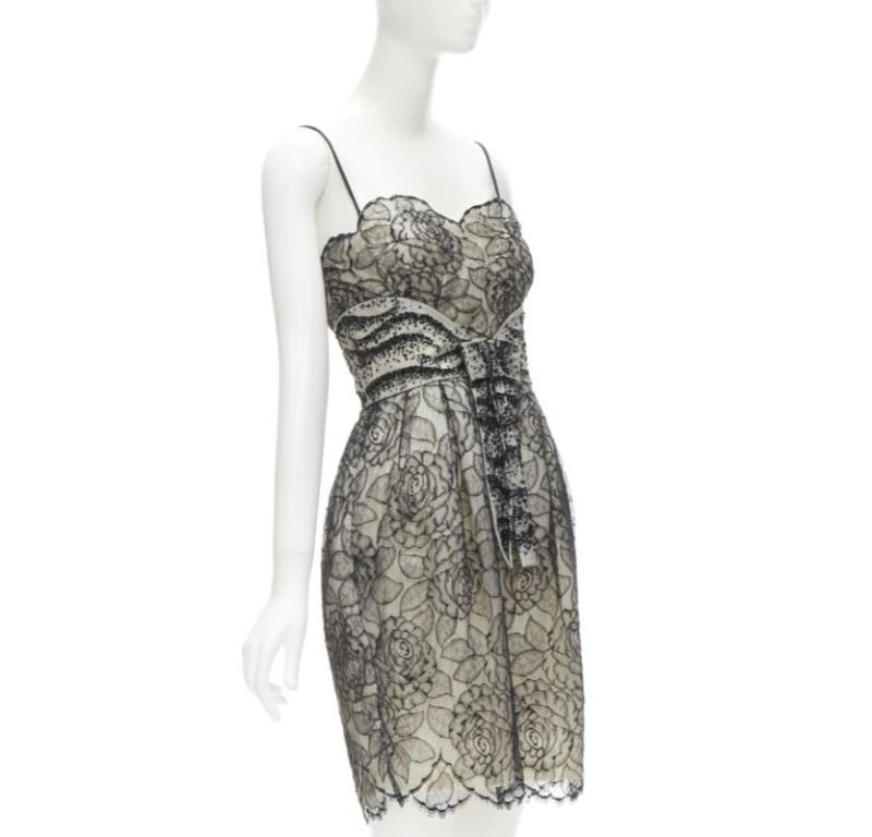 Gray CHRISTIAN DIOR JOHN GALLIANO 2011 Runway lace bead embellished bow dress FR36 S For Sale