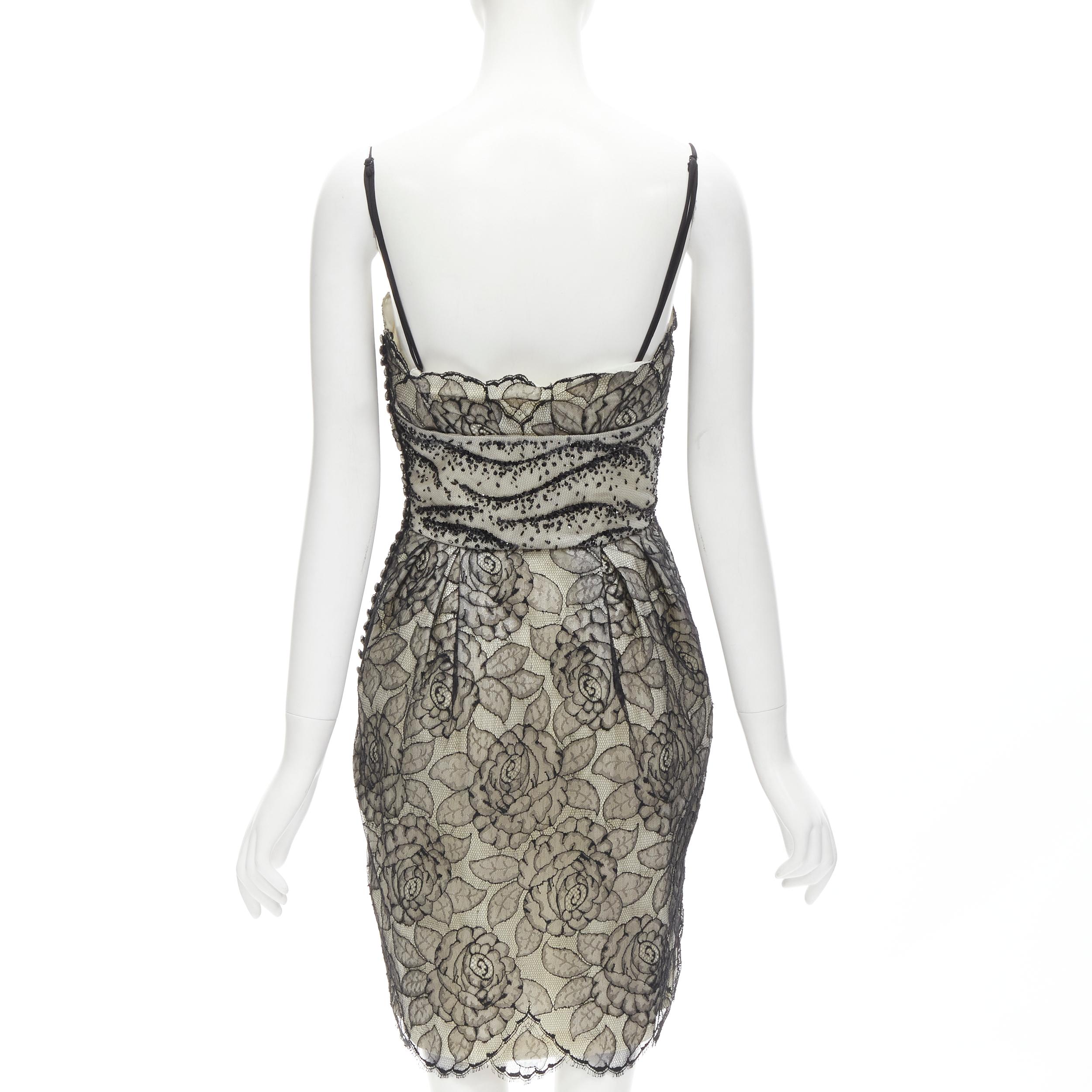 CHRISTIAN DIOR JOHN GALLIANO 2011 Runway lace bead embellished bow dress FR36 S In Excellent Condition For Sale In Hong Kong, NT