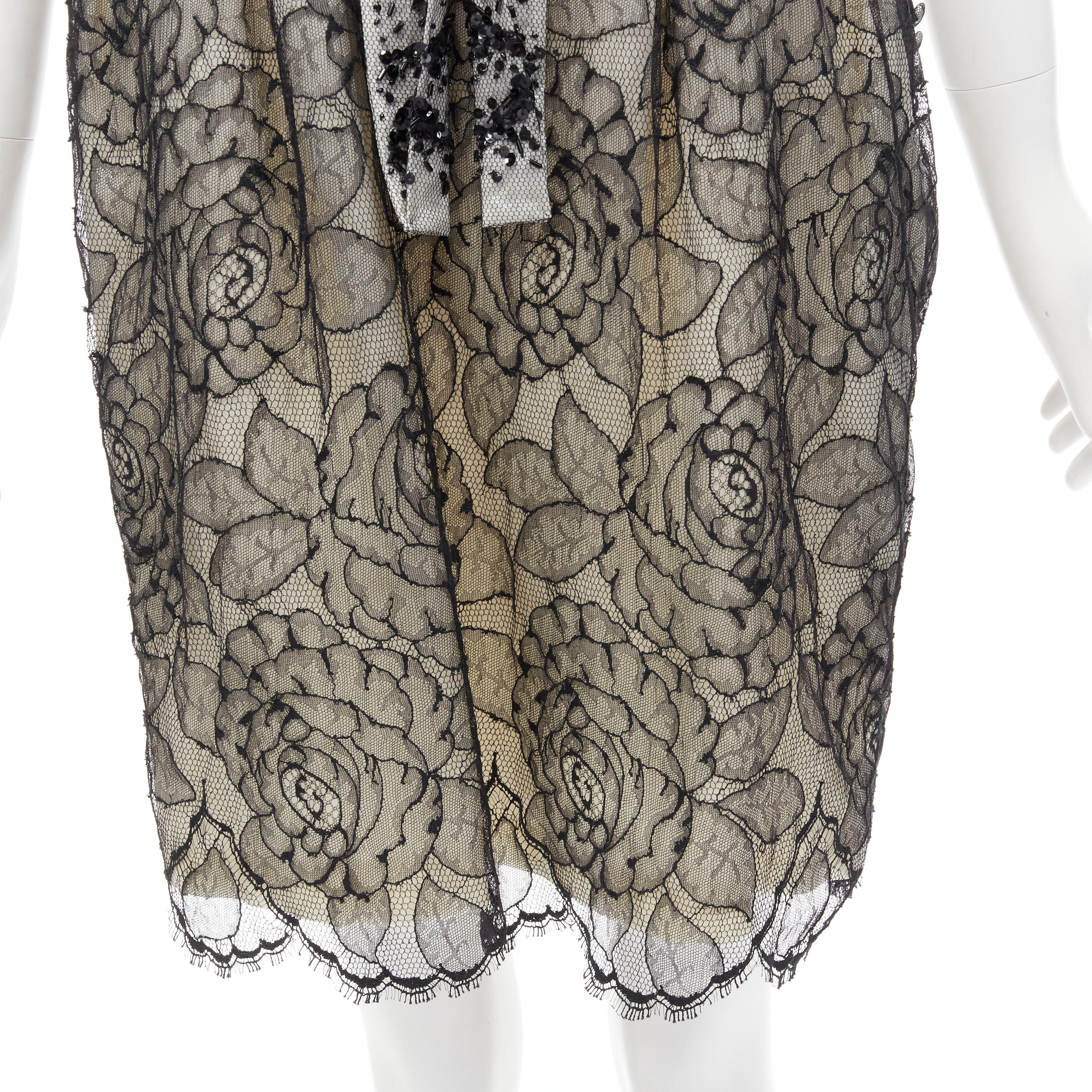 CHRISTIAN DIOR JOHN GALLIANO 2011 Runway lace bead embellished bow dress FR36 S For Sale 3