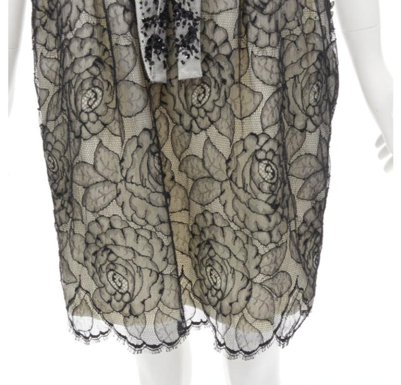 CHRISTIAN DIOR JOHN GALLIANO 2011 Runway lace bead embellished bow dress FR36 S For Sale 4