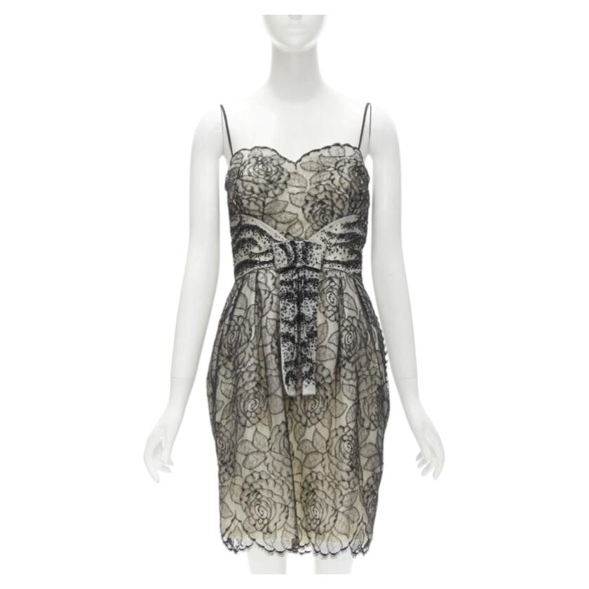 CHRISTIAN DIOR JOHN GALLIANO 2011 Runway lace bead embellished bow dress FR36 S