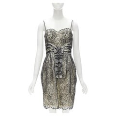 CHRISTIAN DIOR JOHN GALLIANO 2011 Runway lace bead embellished bow dress FR36 S