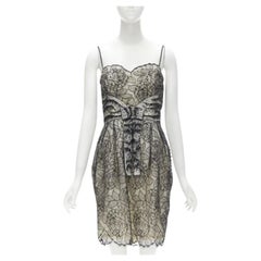 CHRISTIAN DIOR JOHN GALLIANO 2011 Runway lace bead embellished bow dress FR36 S