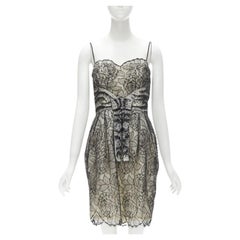CHRISTIAN DIOR JOHN GALLIANO 2011 Runway lace bead embellished bow dress FR36 S