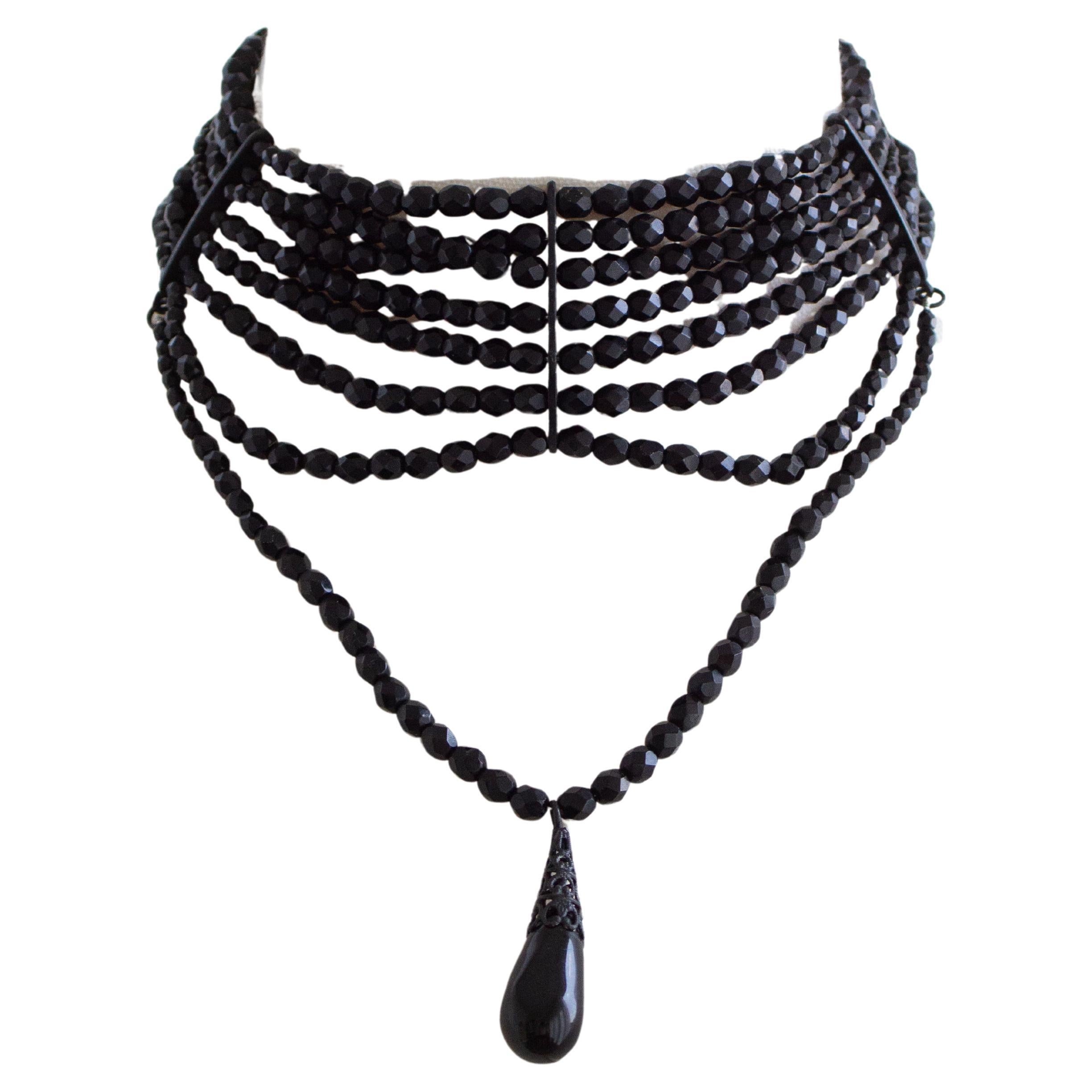 Christian Dior John Galliano 90s Maasai Black Beaded Necklace