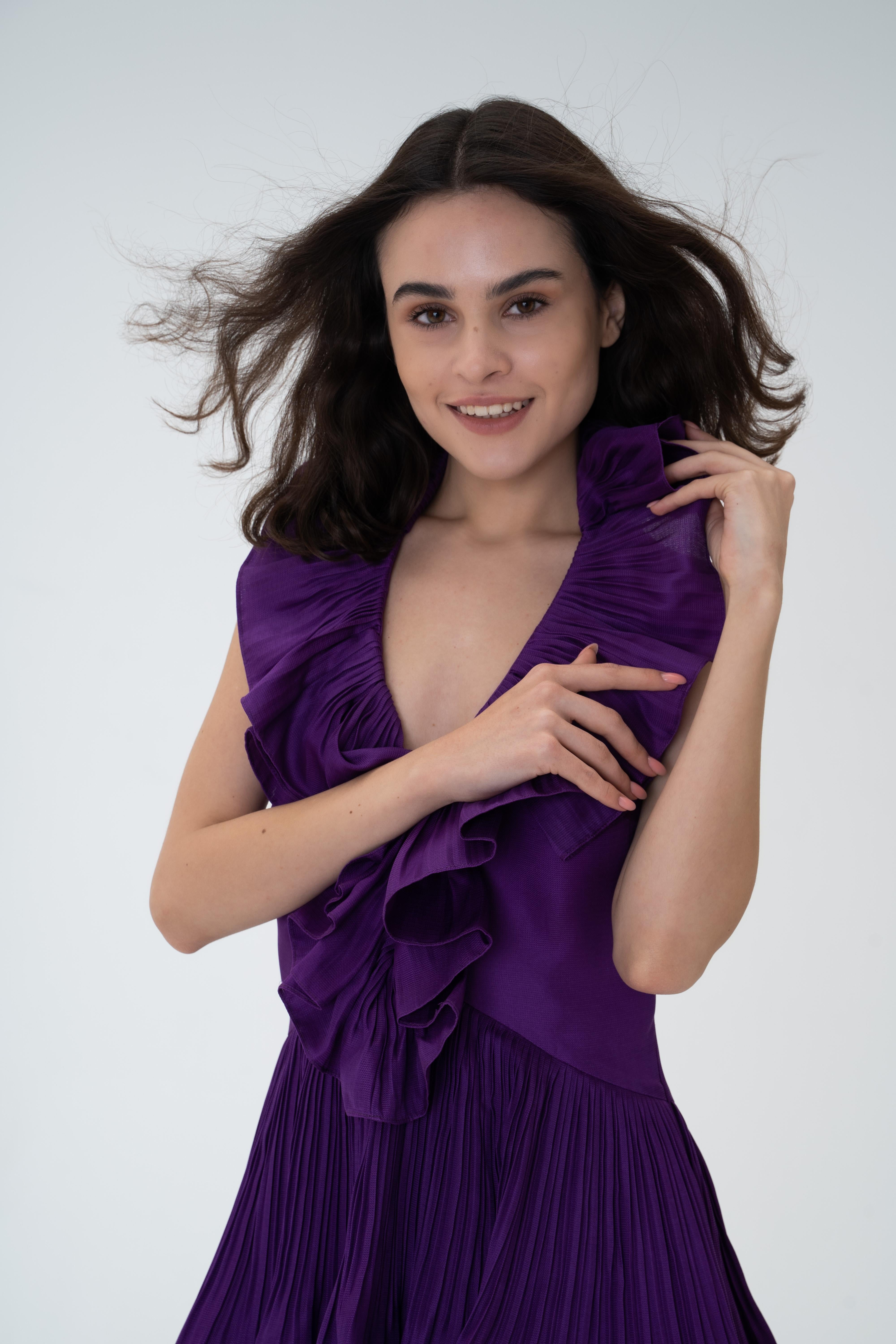 Christian Dior & John Galliano 9C 2009 Resort  purple silk dress Charlize Theron For Sale 7