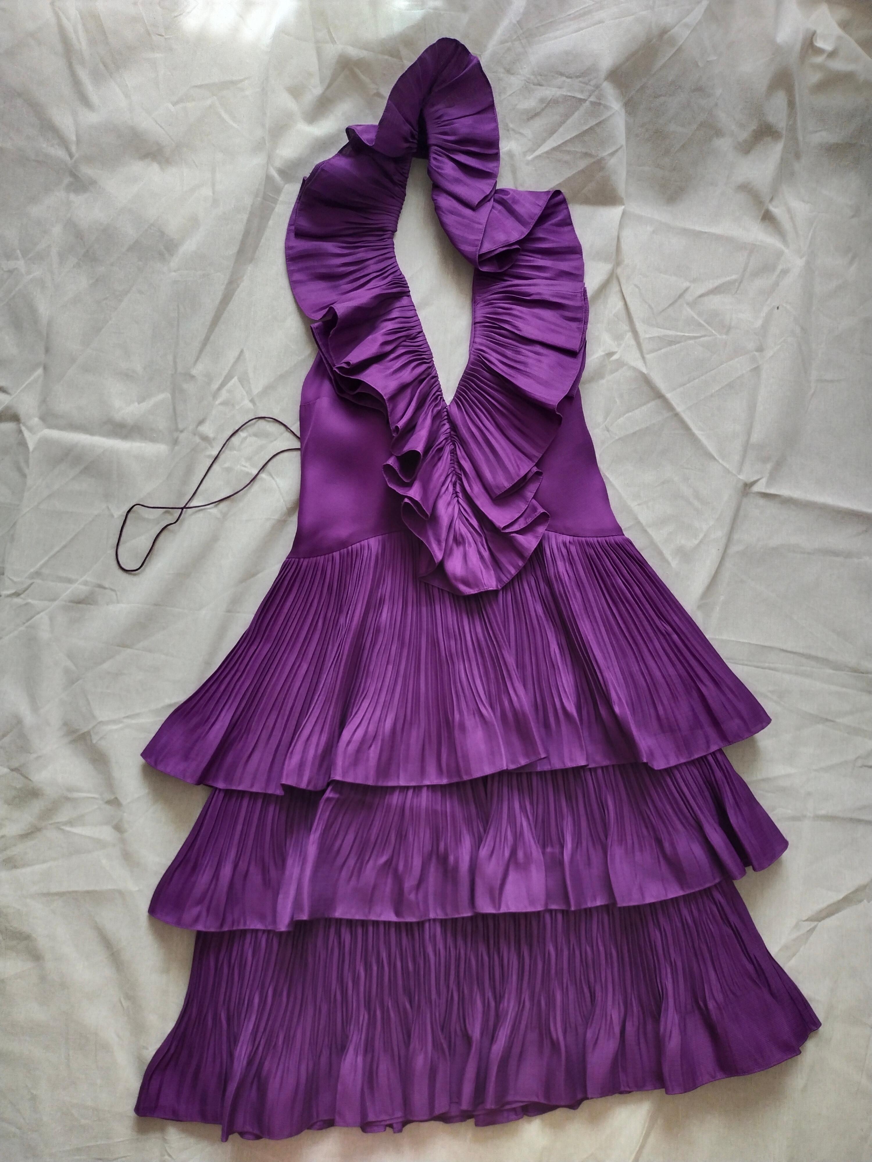 Christian Dior & John Galliano 9C 2009 Resort  purple silk dress Charlize Theron For Sale 9