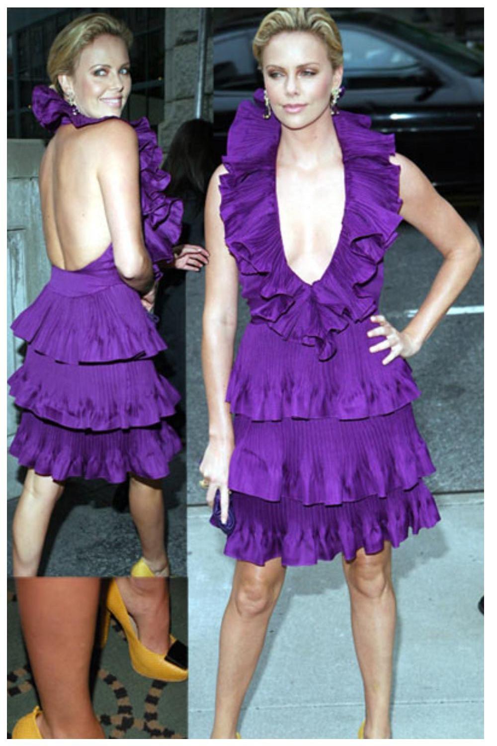 Christian Dior & John Galliano 9C 2009 Resort  purple silk dress Charlize Theron For Sale 1