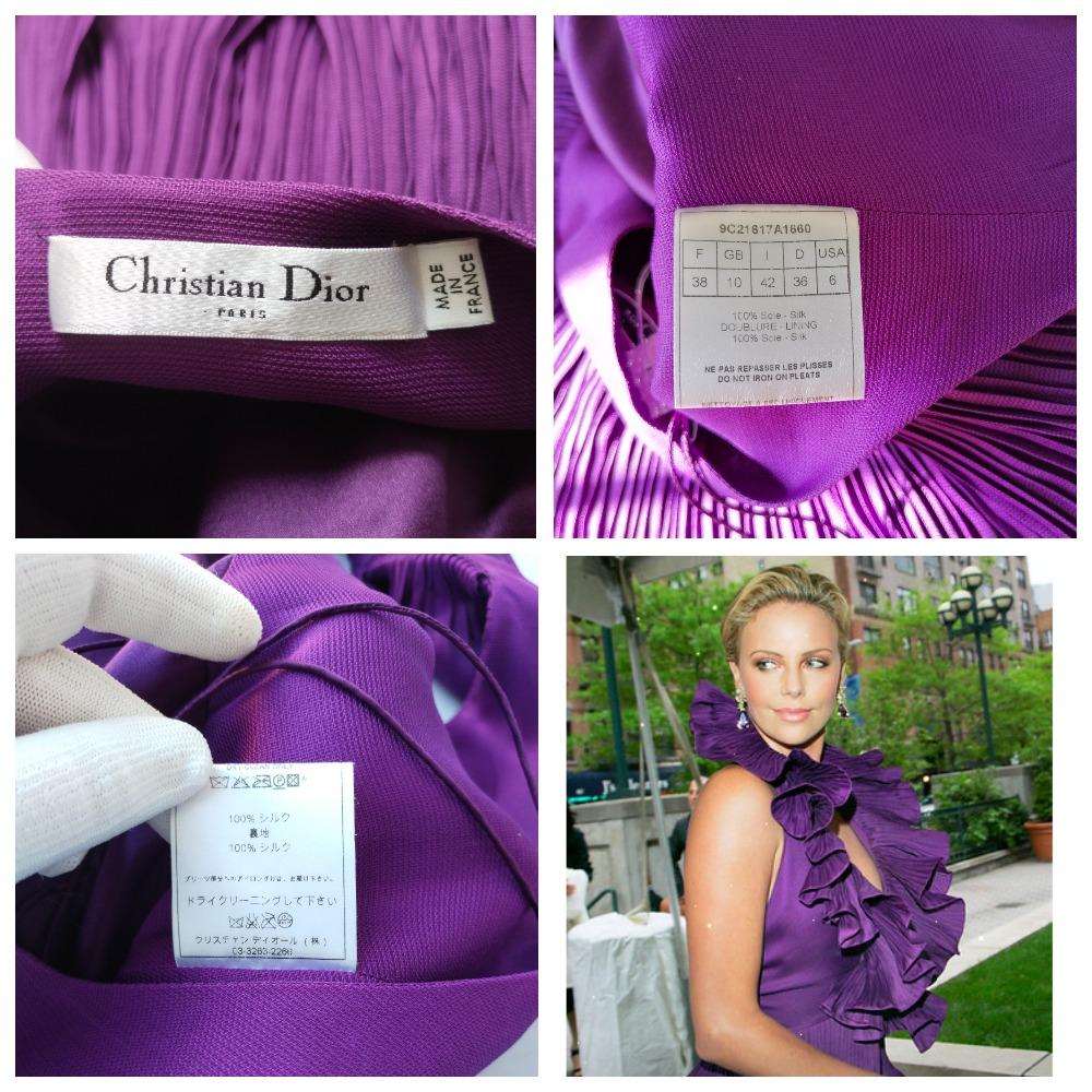 Christian Dior & John Galliano 9C 2009 Resort  purple silk dress Charlize Theron For Sale 3