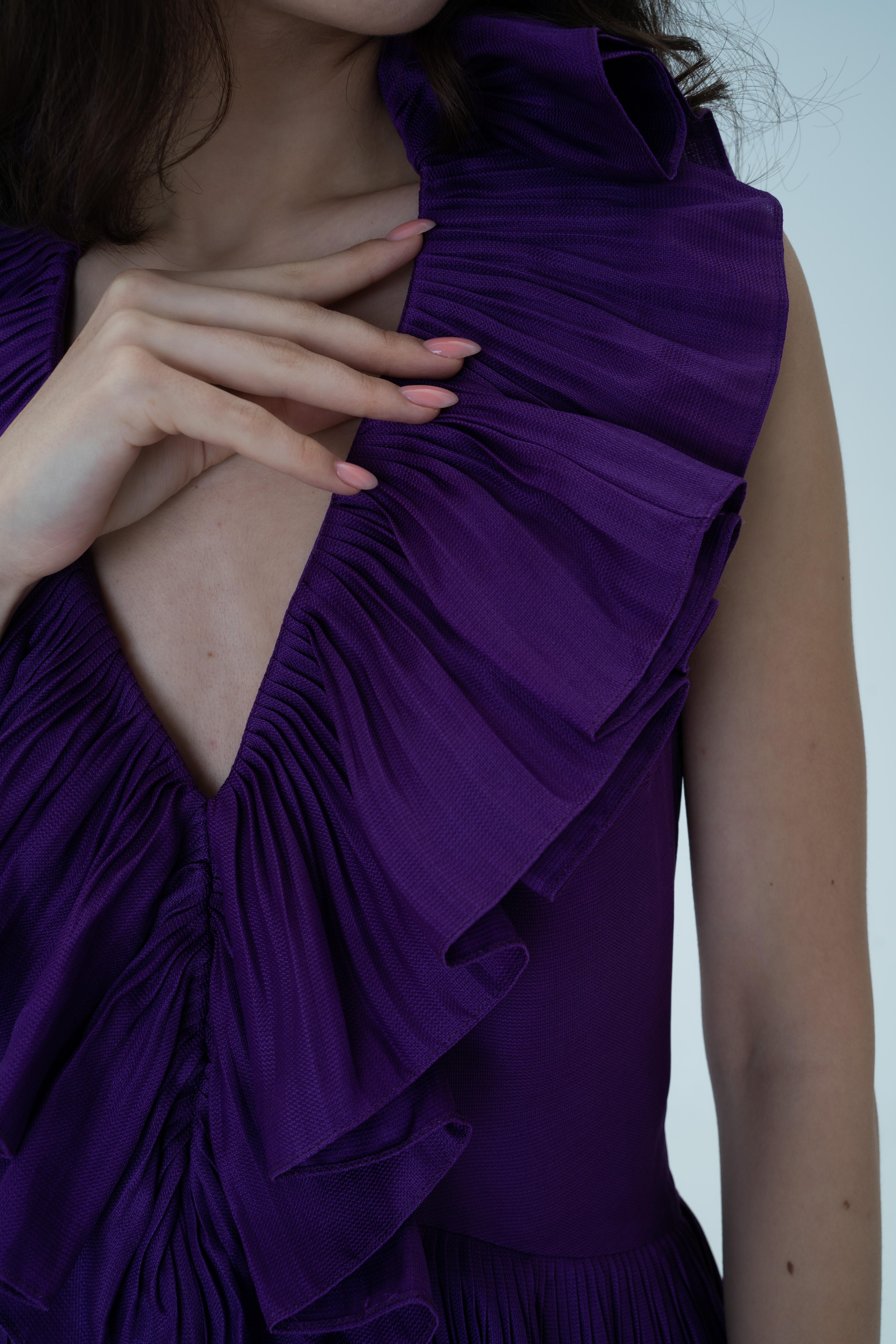 Christian Dior & John Galliano 9C 2009 Resort  purple silk dress Charlize Theron For Sale 6